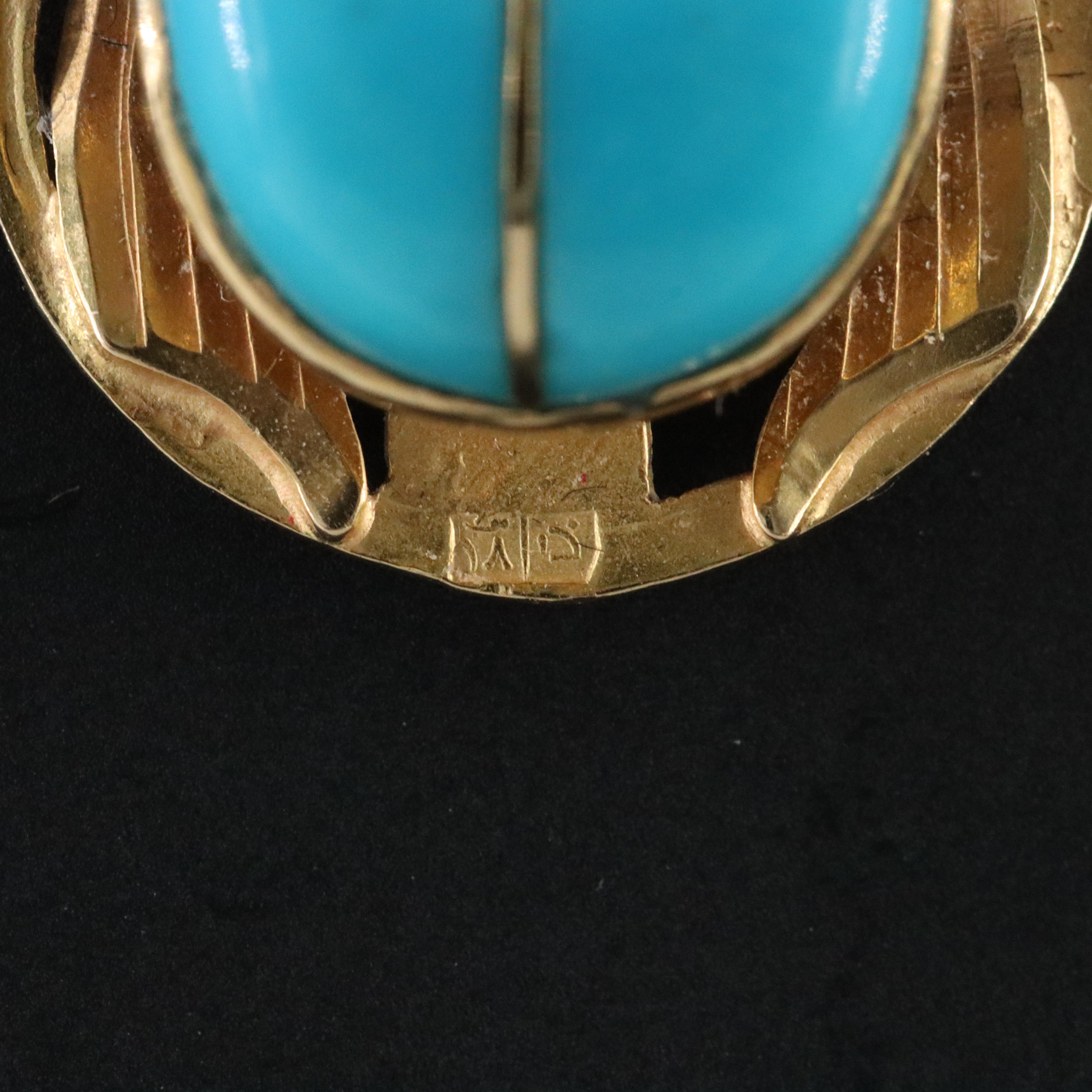 Egyptian 18K Turquoise Scarab Pendant