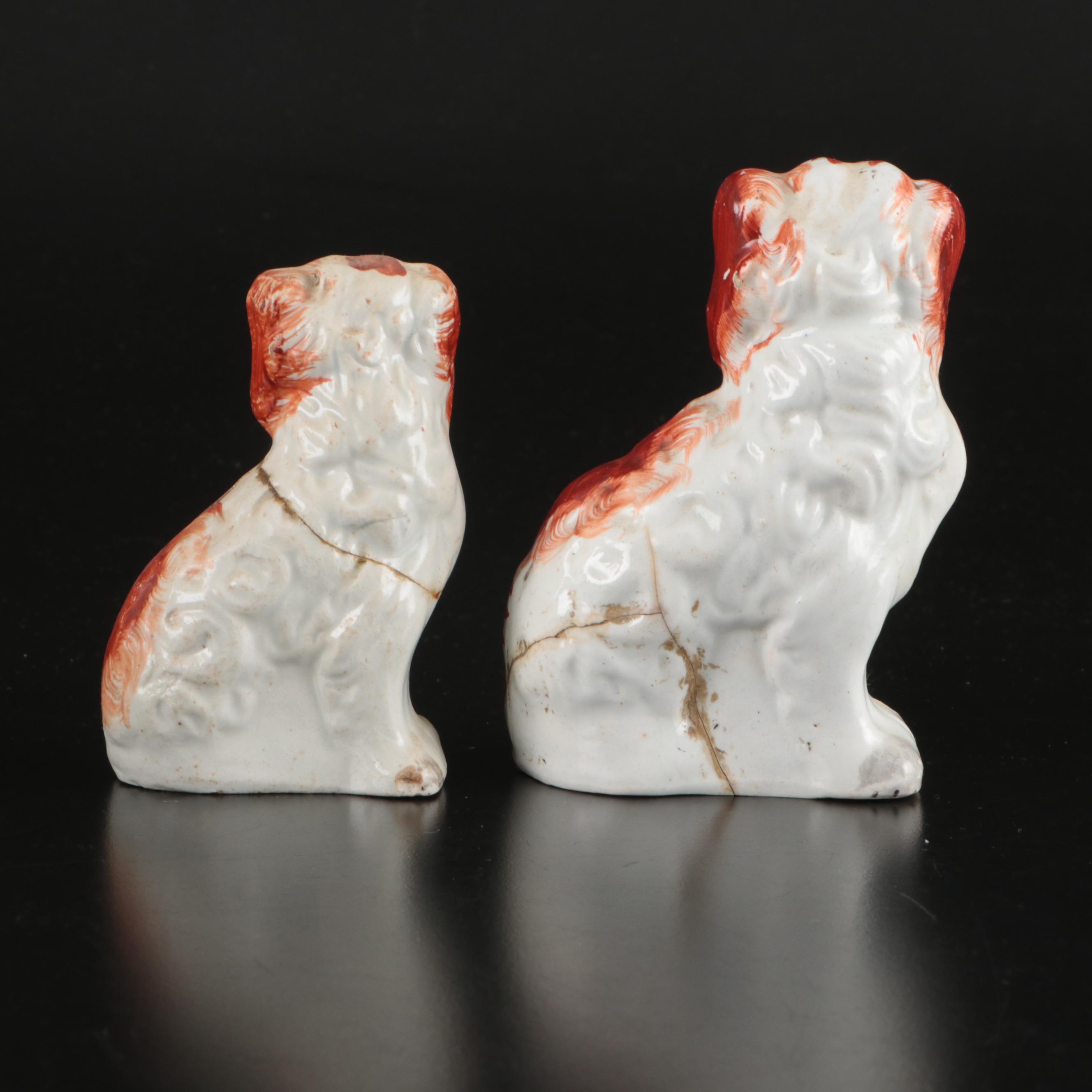 Staffordshire Rust-Colored Spaniels with Japanese Salt and Pepper Shakers