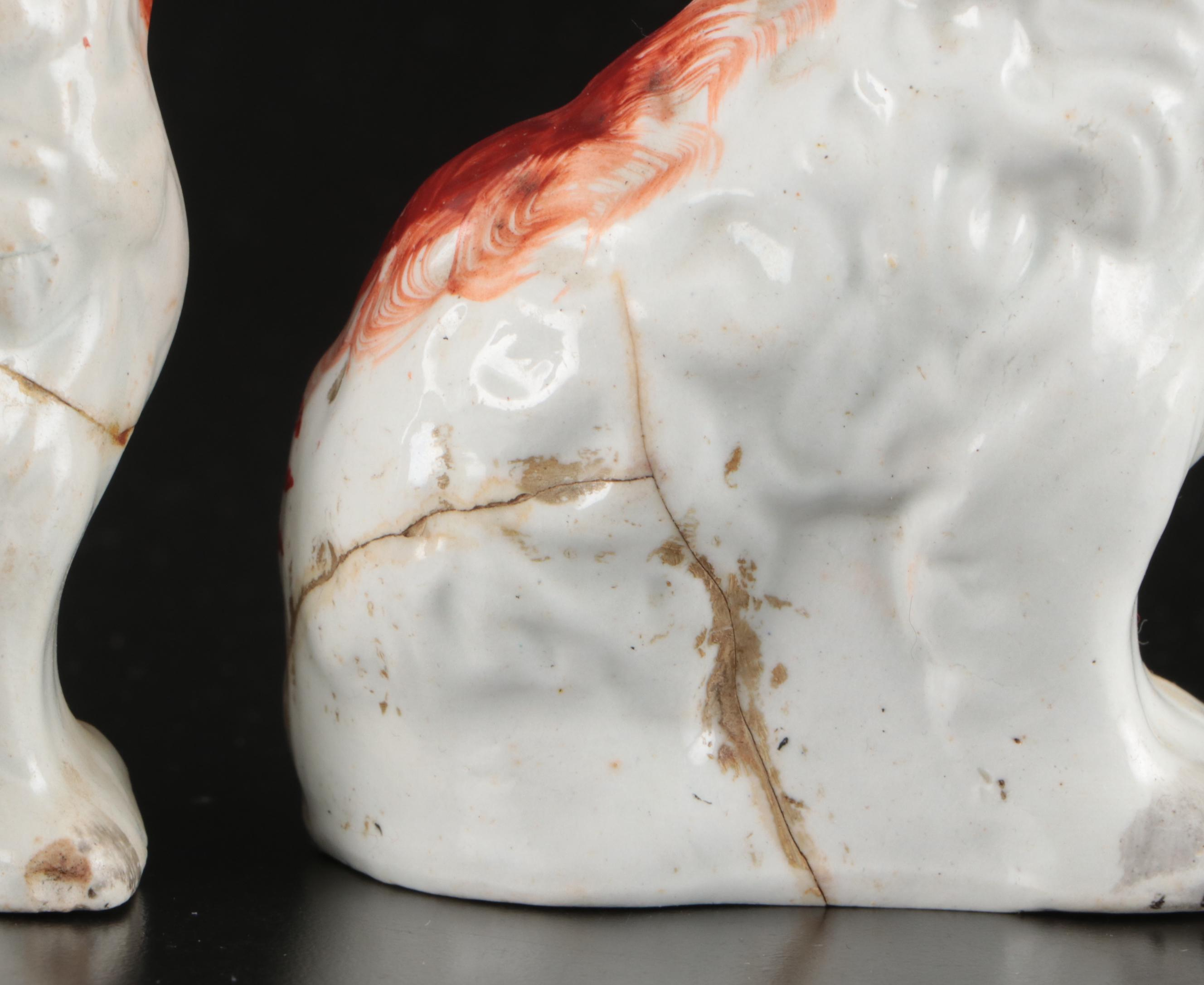 Staffordshire Rust-Colored Spaniels with Japanese Salt and Pepper Shakers