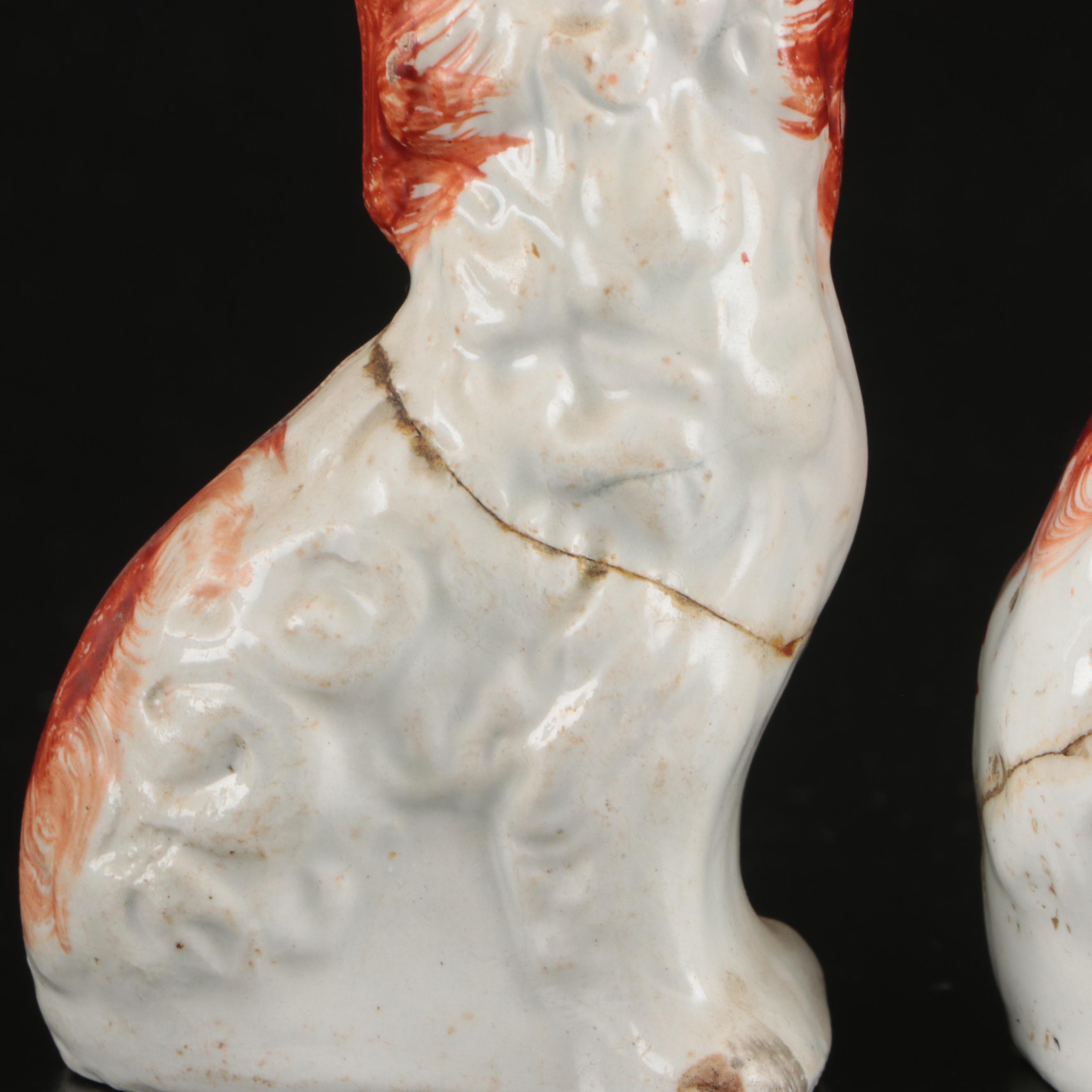 Staffordshire Rust-Colored Spaniels with Japanese Salt and Pepper Shakers