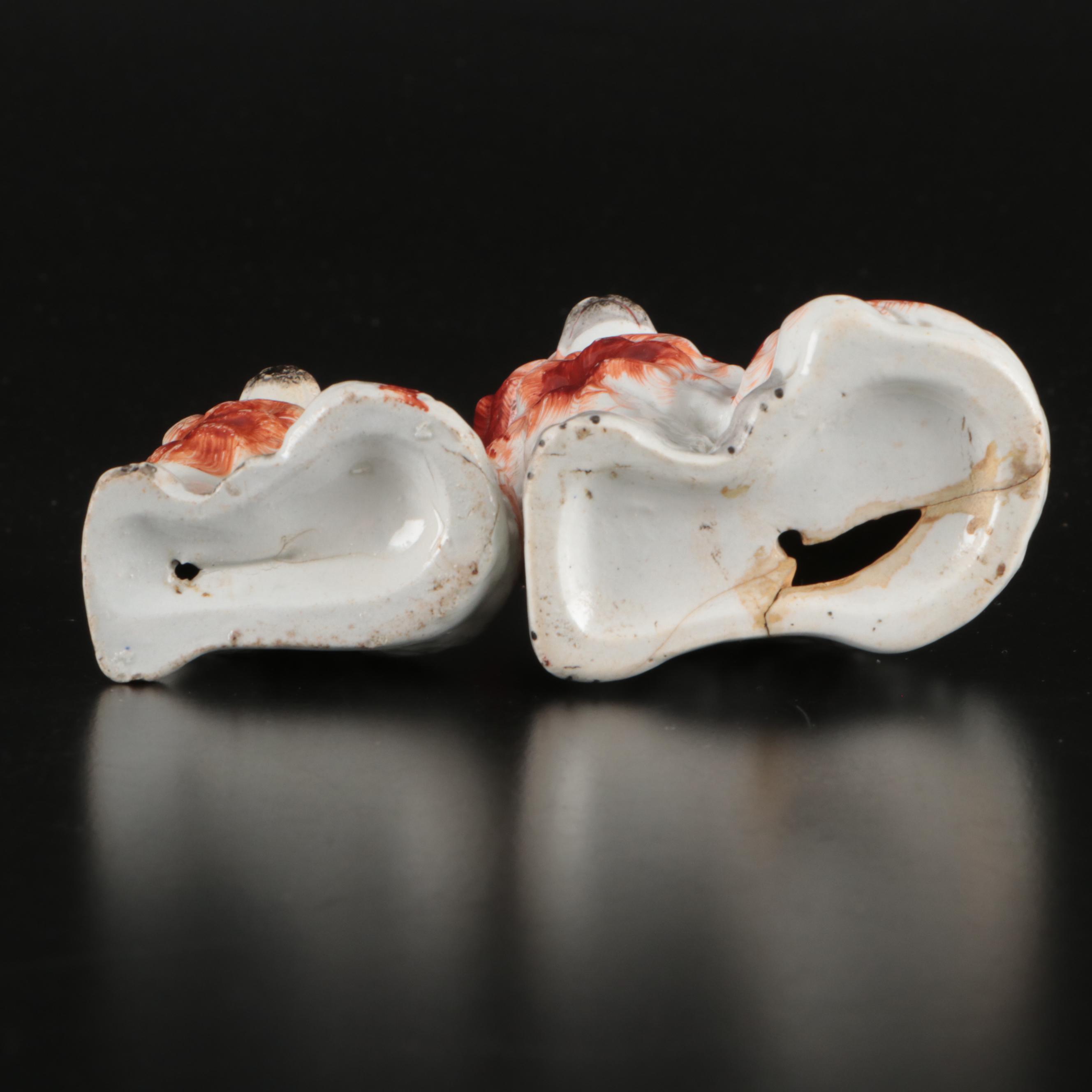 Staffordshire Rust-Colored Spaniels with Japanese Salt and Pepper Shakers