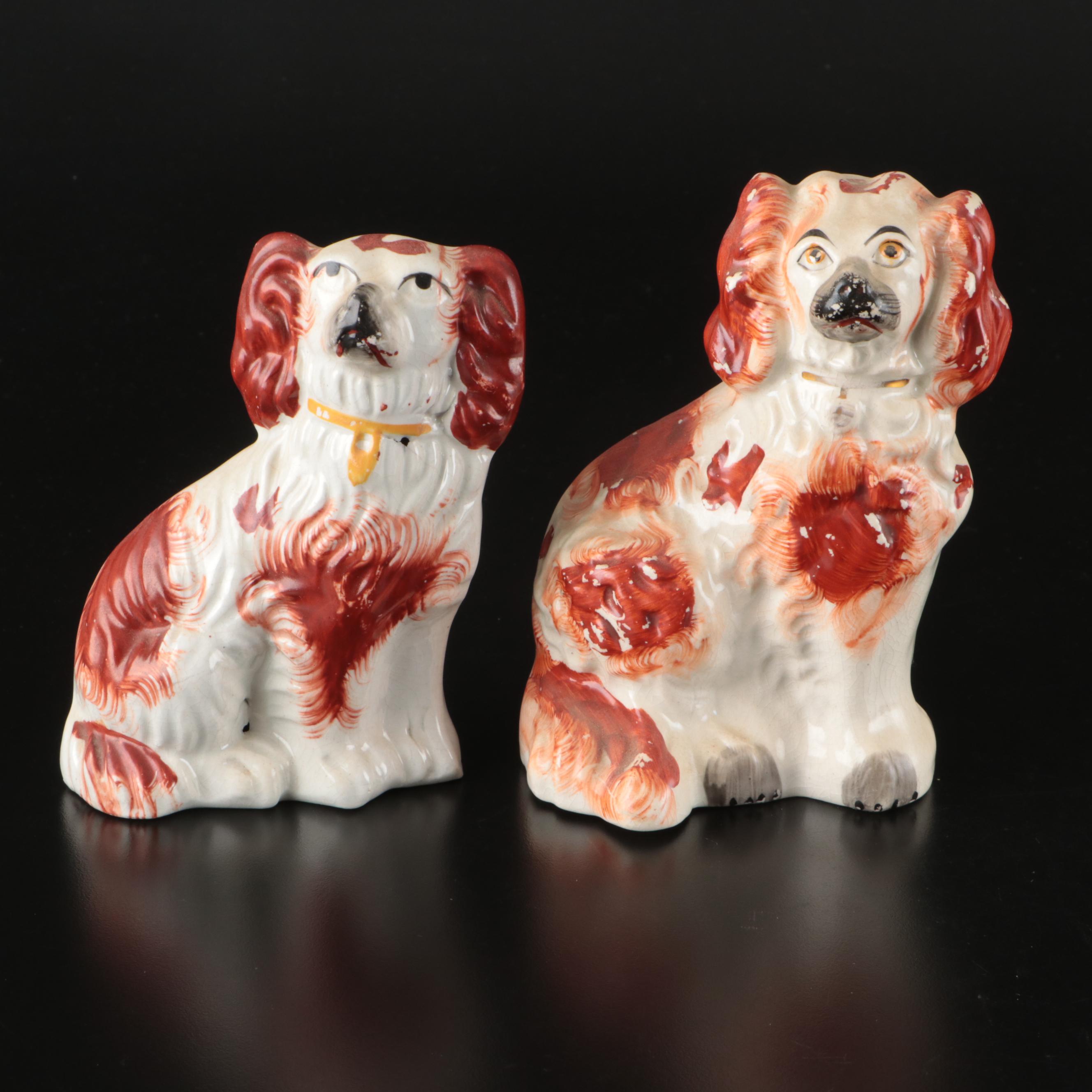Staffordshire Rust-Colored Spaniels with Japanese Salt and Pepper Shakers
