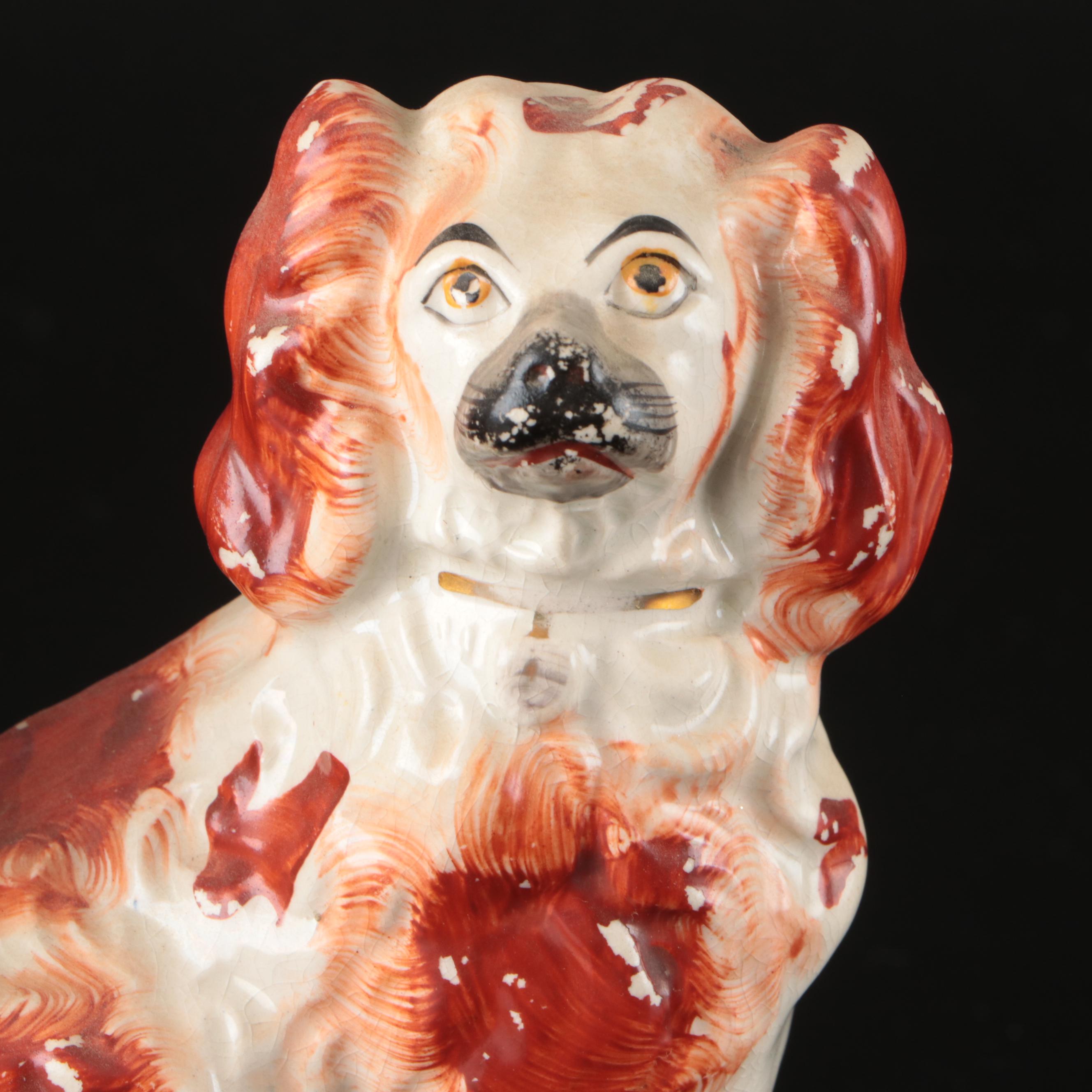 Staffordshire Rust-Colored Spaniels with Japanese Salt and Pepper Shakers