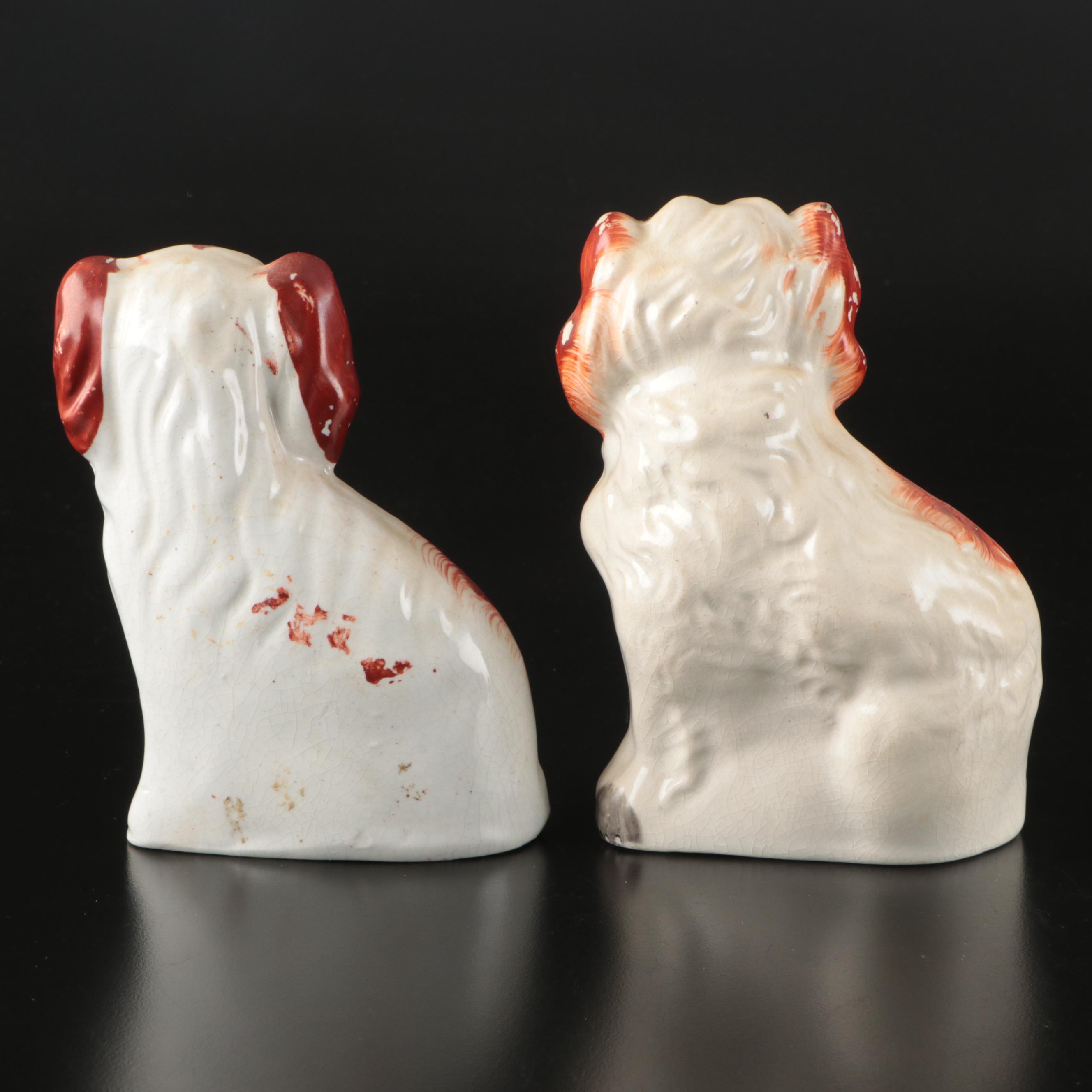 Staffordshire Rust-Colored Spaniels with Japanese Salt and Pepper Shakers