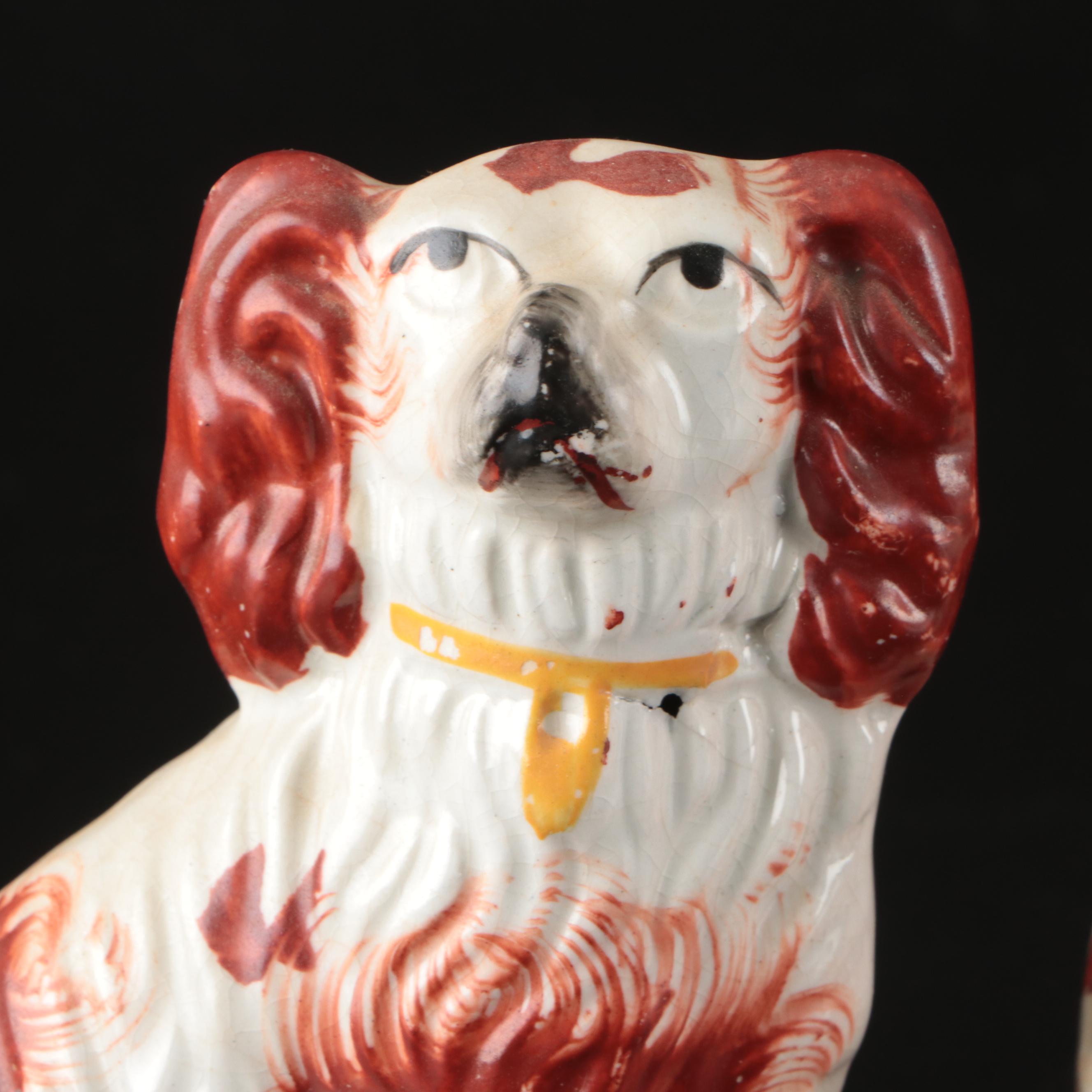 Staffordshire Rust-Colored Spaniels with Japanese Salt and Pepper Shakers
