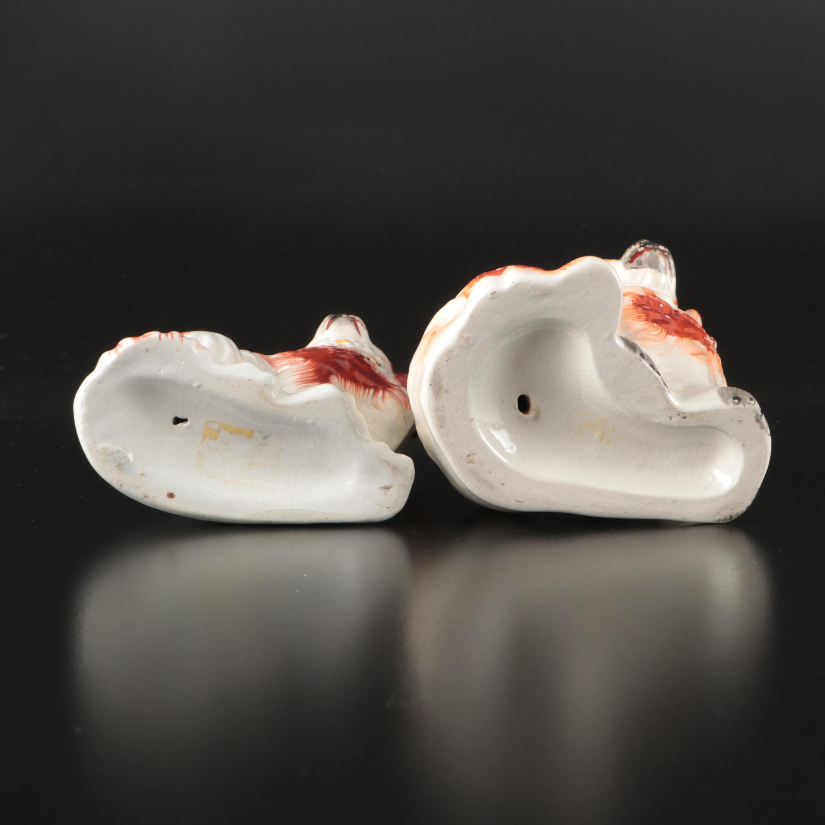 Staffordshire Rust-Colored Spaniels with Japanese Salt and Pepper Shakers