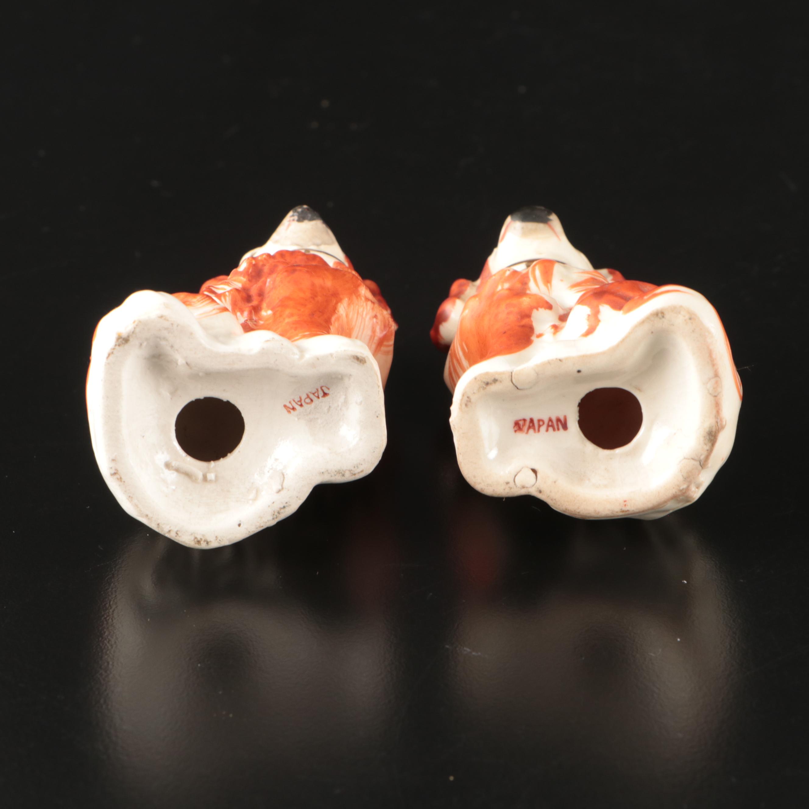 Staffordshire Rust-Colored Spaniels with Japanese Salt and Pepper Shakers