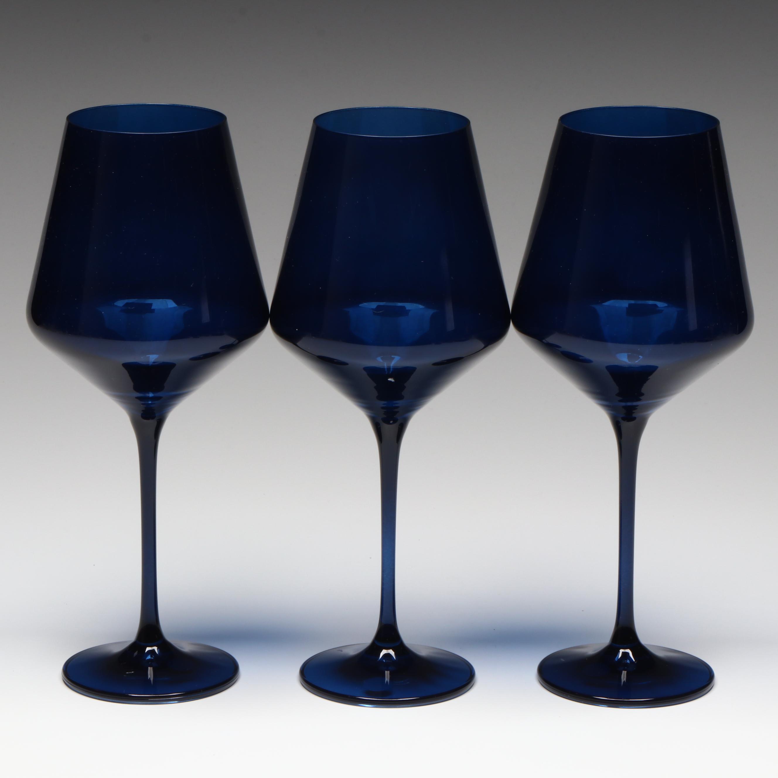 Estelle Blue Glass Wine Glasses