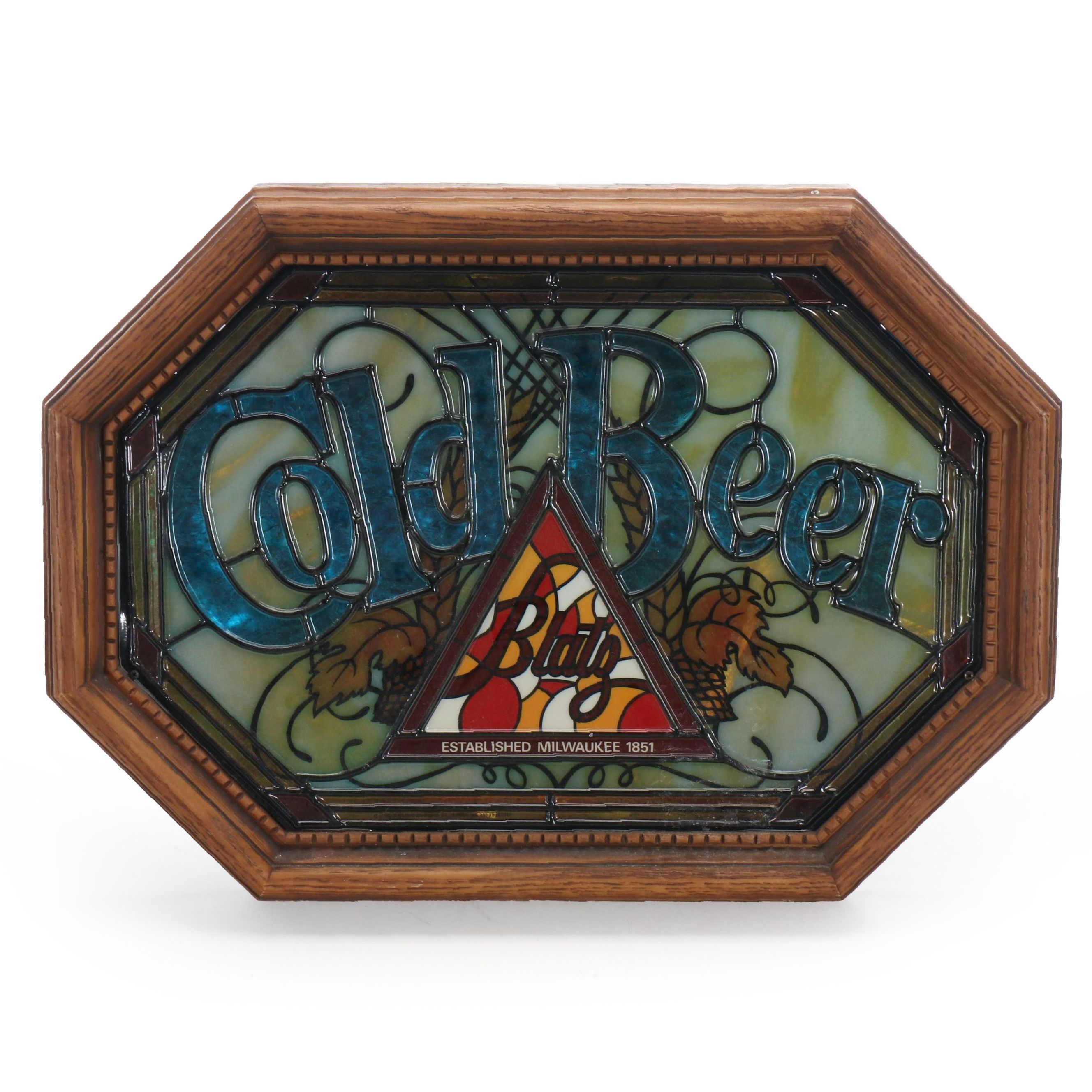 House of Heileman Cold Beer Series Blatz Faux-Stained Glass Light-Up Sign