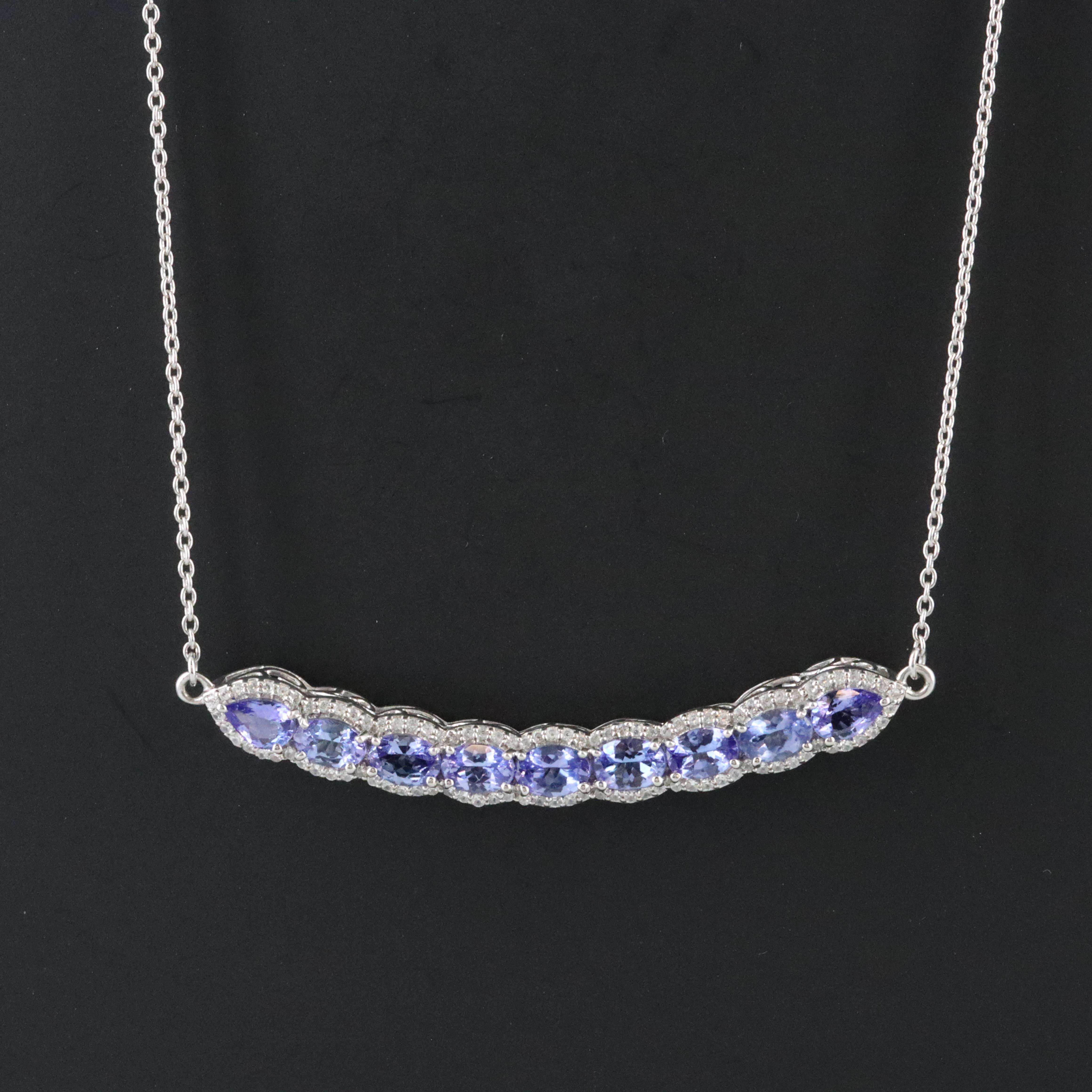 Sterling Tanzanite and White Topaz Necklace