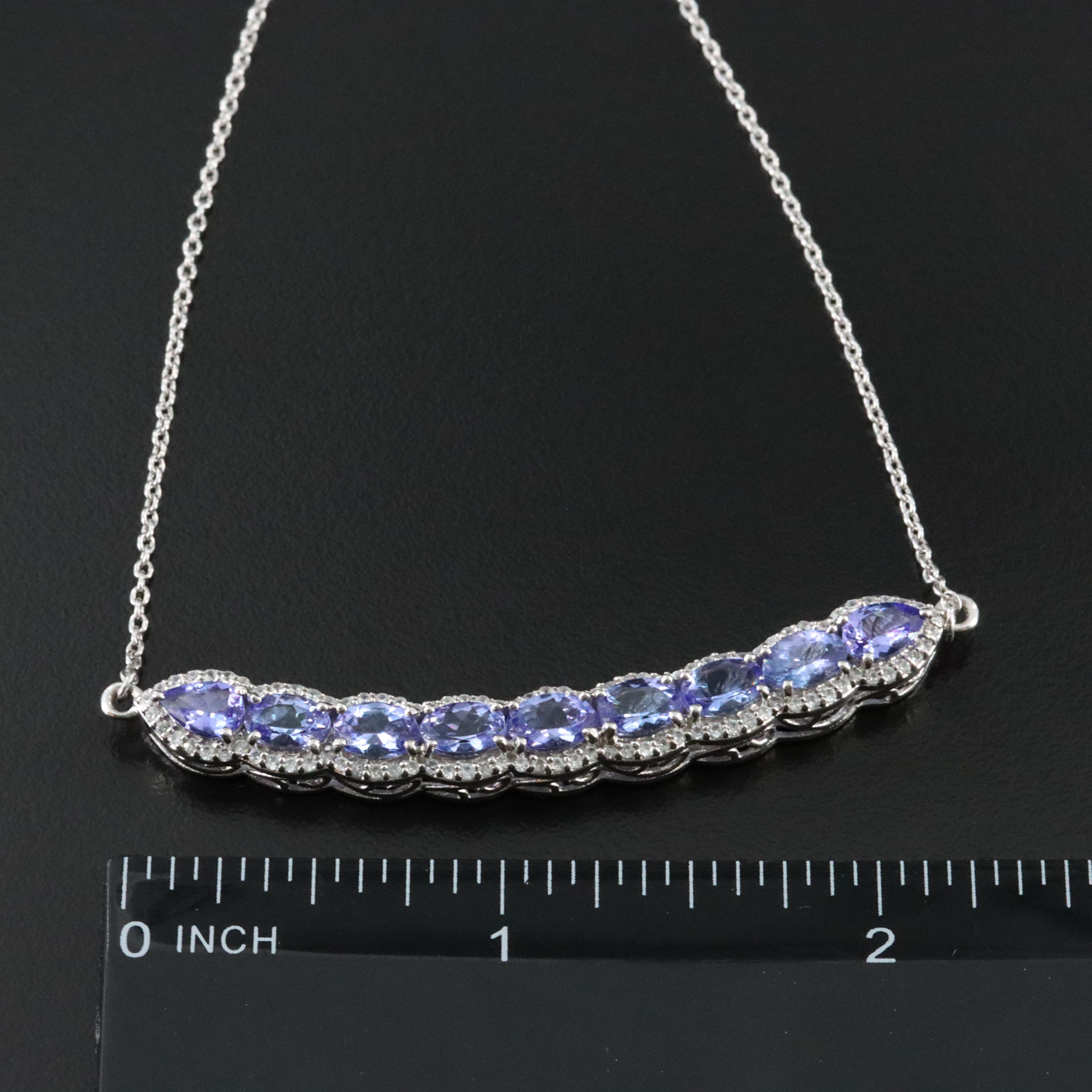 Sterling Tanzanite and White Topaz Necklace