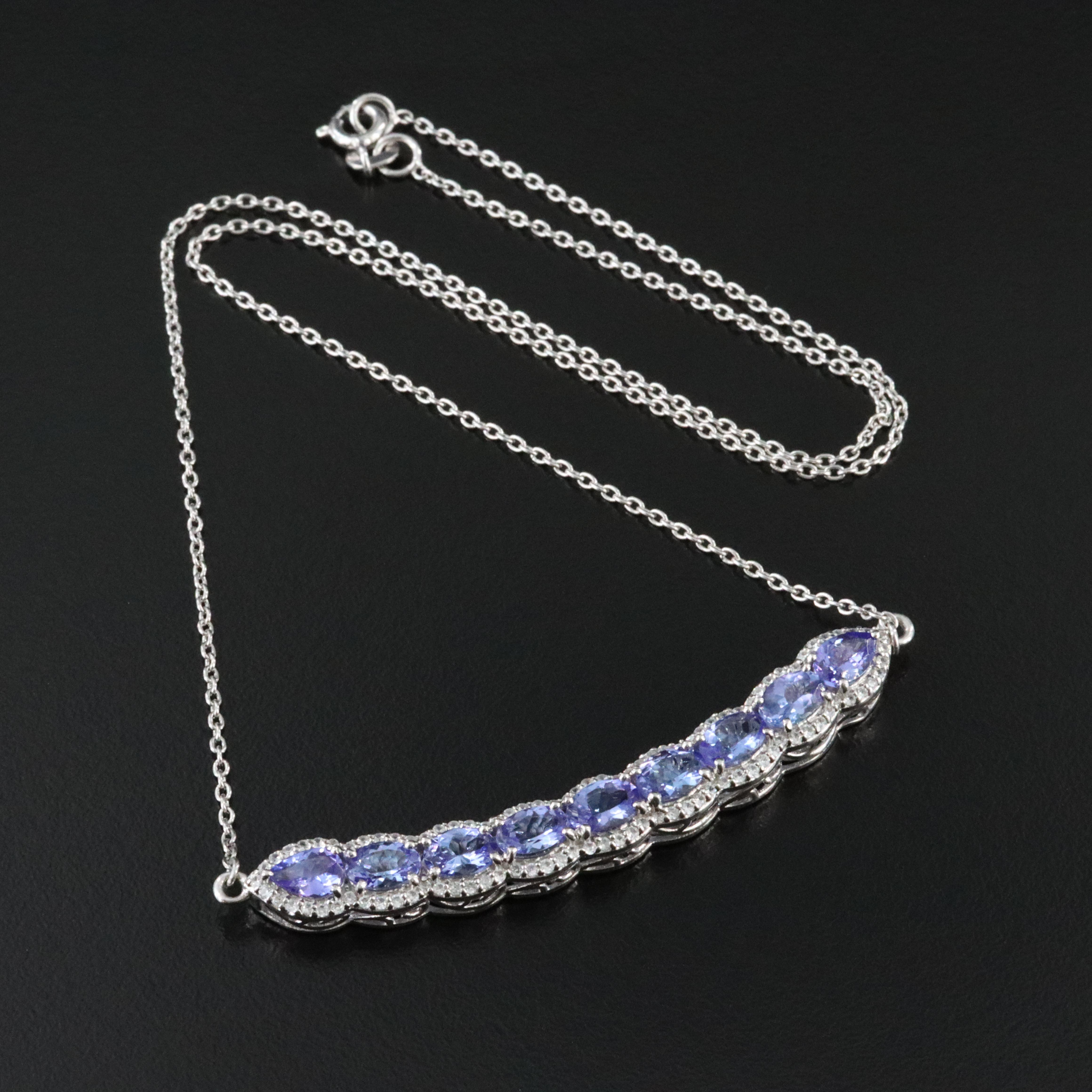 Sterling Tanzanite and White Topaz Necklace