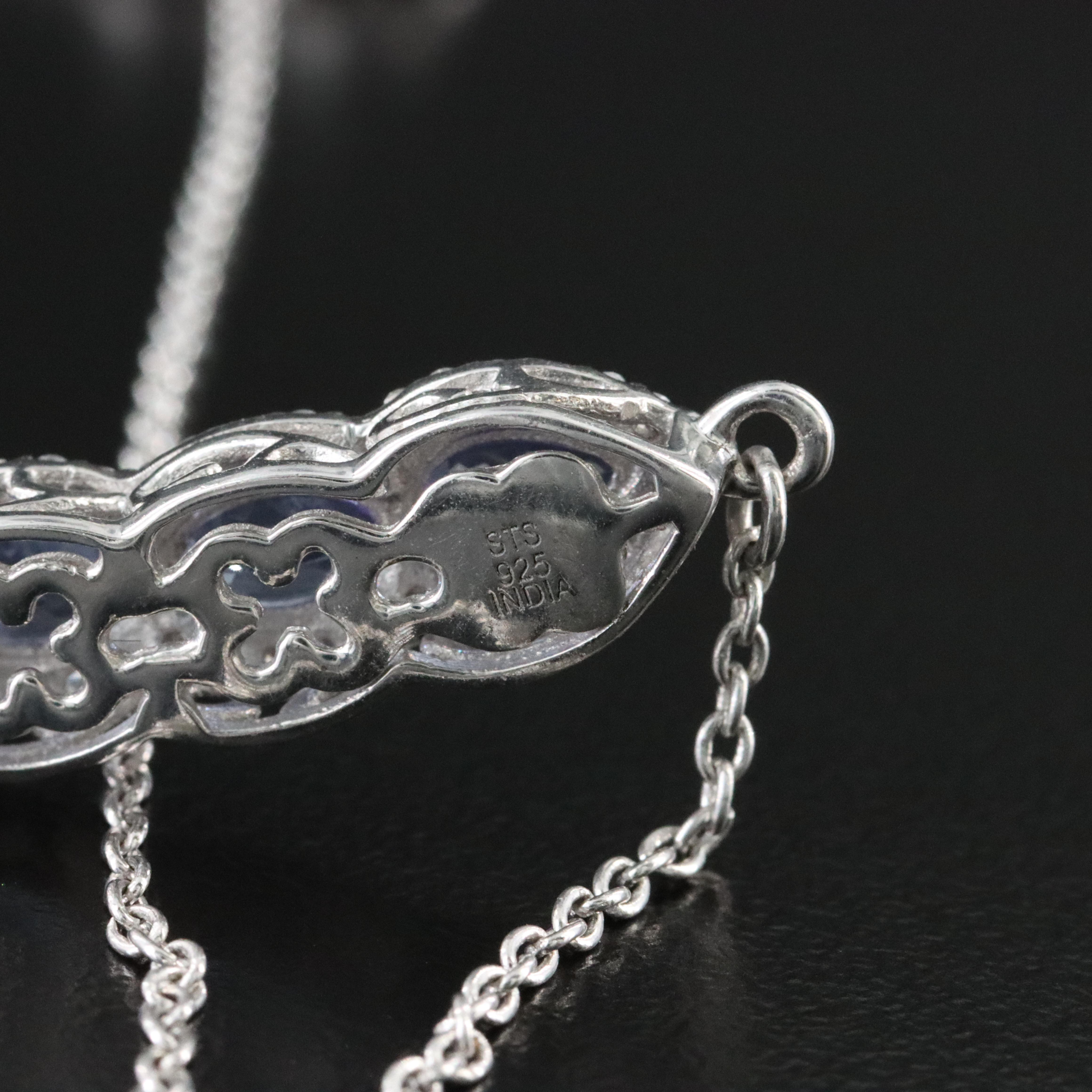 Sterling Tanzanite and White Topaz Necklace