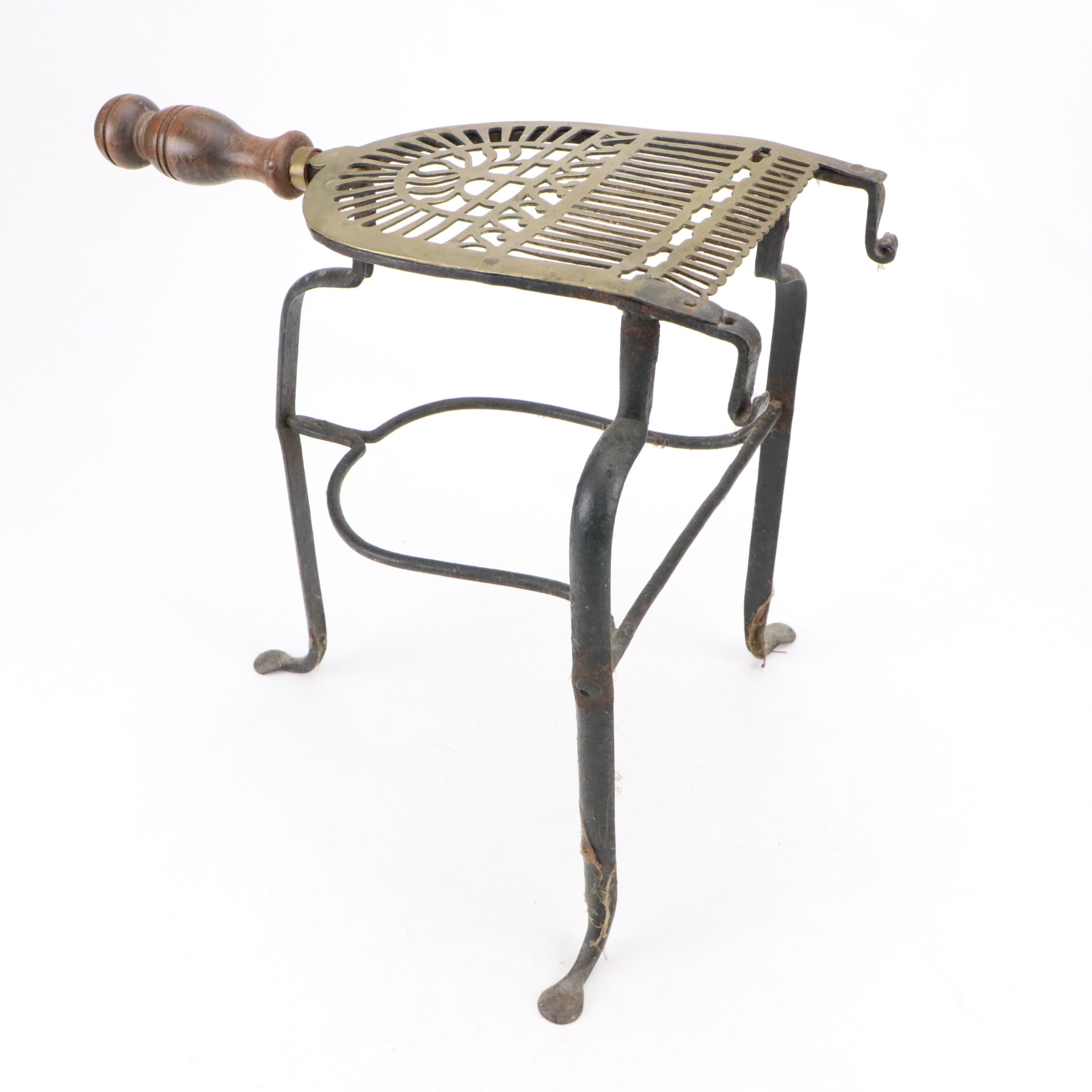 Copper and Brass Kettle with Fireplace Trivet Stand