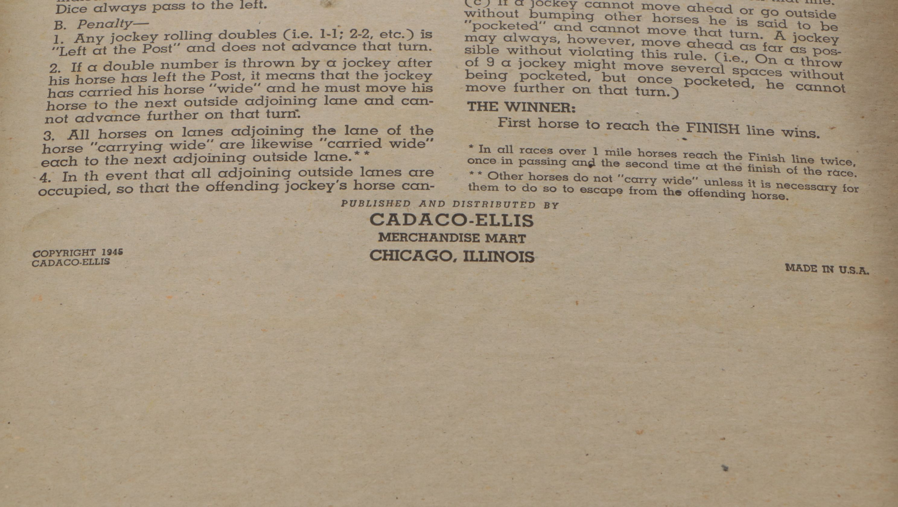 Derby and Horse Themed Board Games Including "The American Derby"