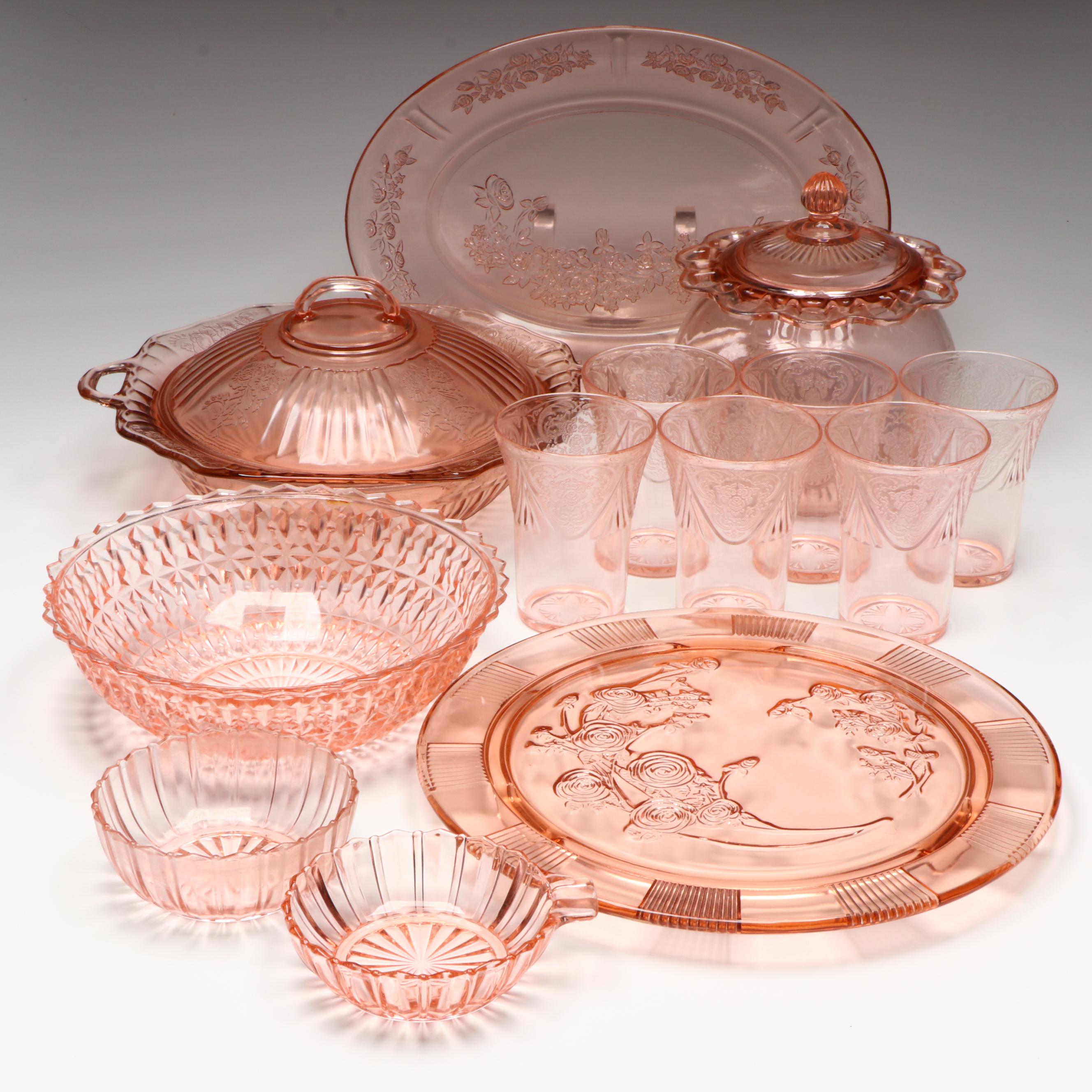 Royal Atlas "Royal Lace" Cups and More Depression Style Pink Glassware