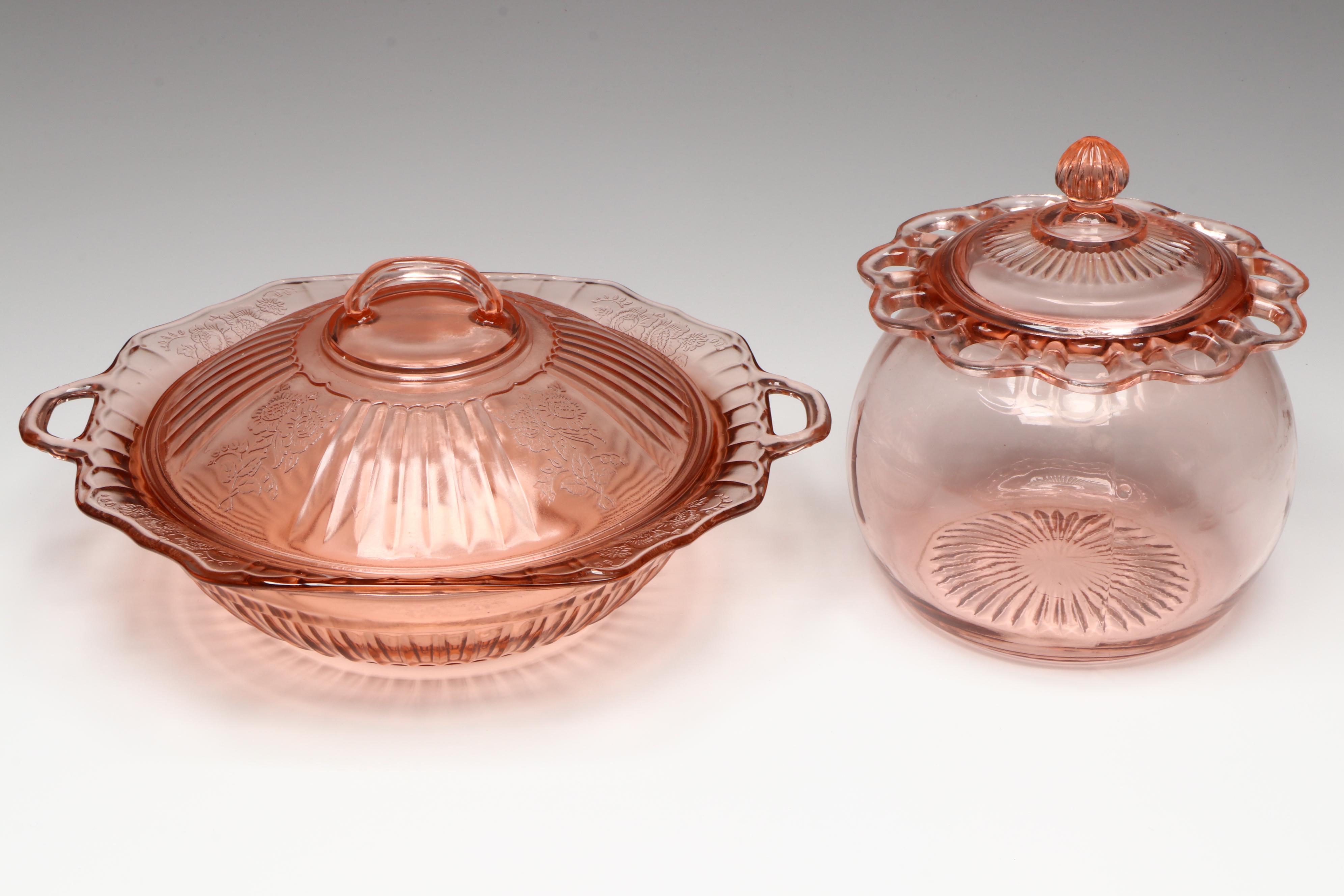 Royal Atlas "Royal Lace" Cups and More Depression Style Pink Glassware