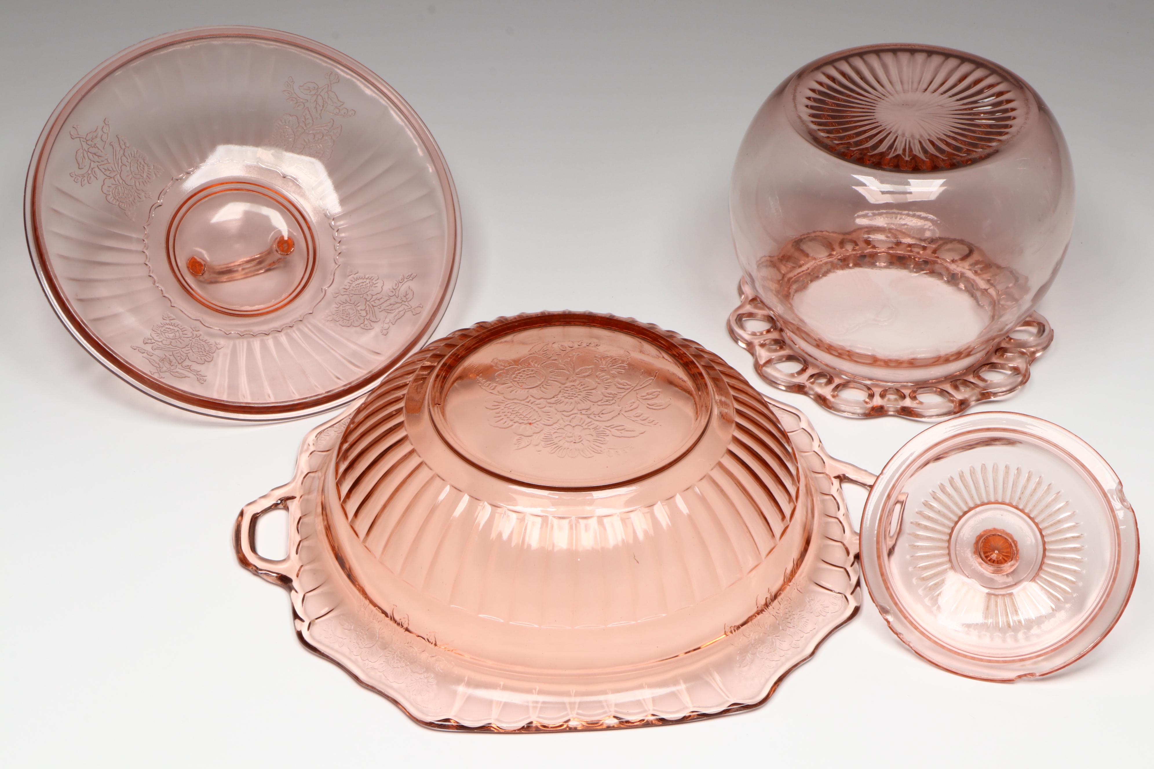 Royal Atlas "Royal Lace" Cups and More Depression Style Pink Glassware