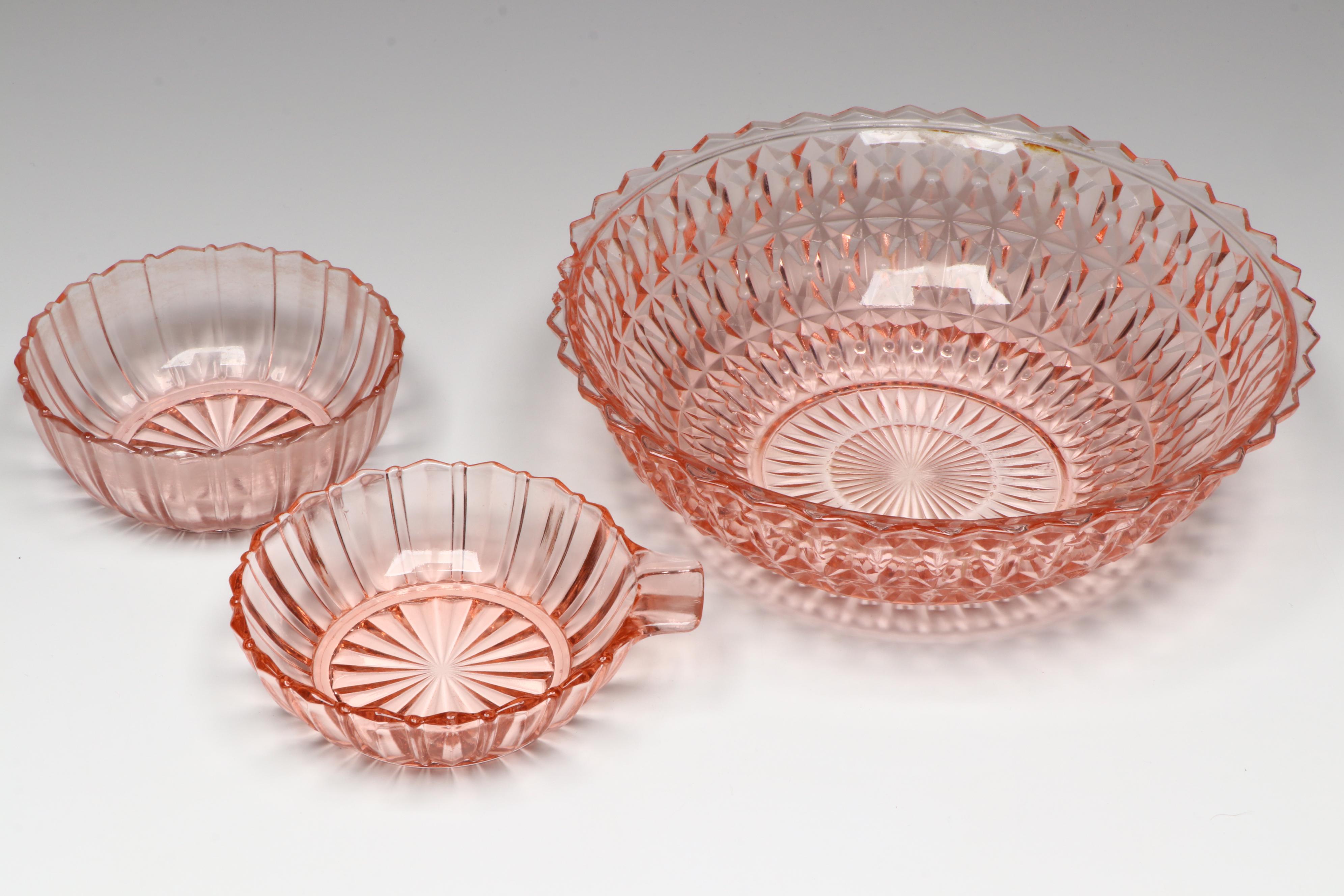 Royal Atlas "Royal Lace" Cups and More Depression Style Pink Glassware