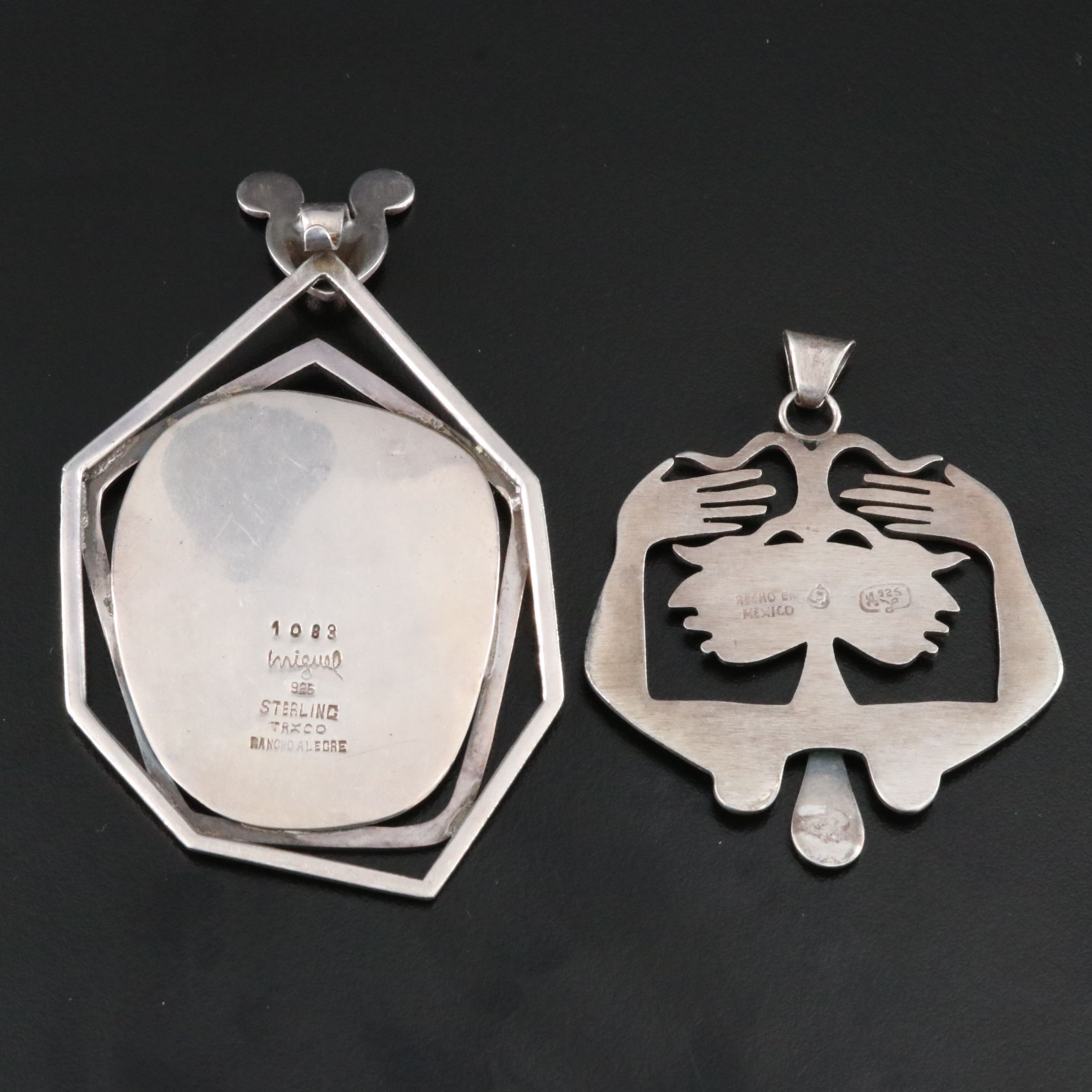 Modernist Mexican Sterling Pendants ft Miguel Garcia Martinez for Rancho Alegre