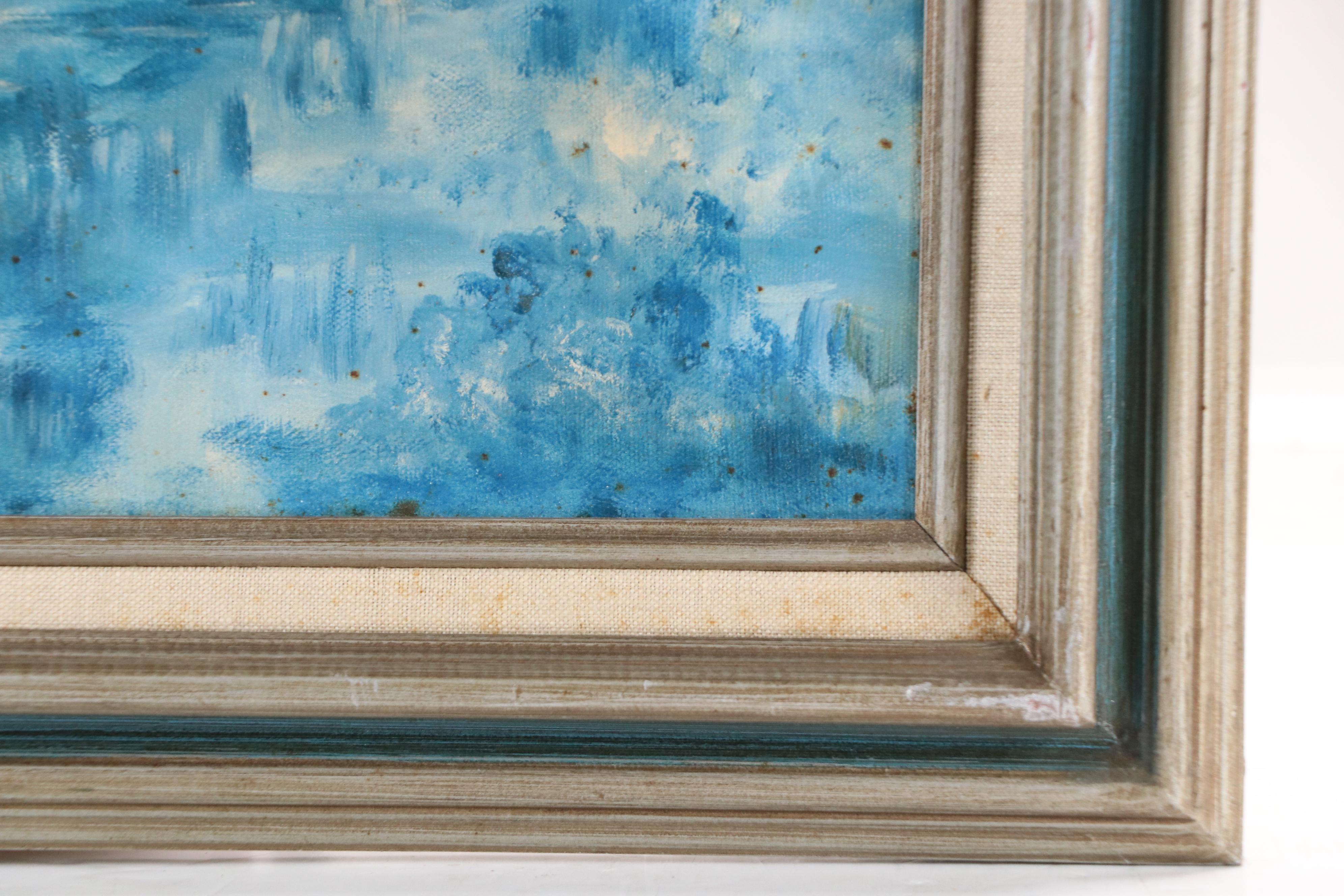 Dikszas Landscape Oil Painting of Windmill, Late 20th Century