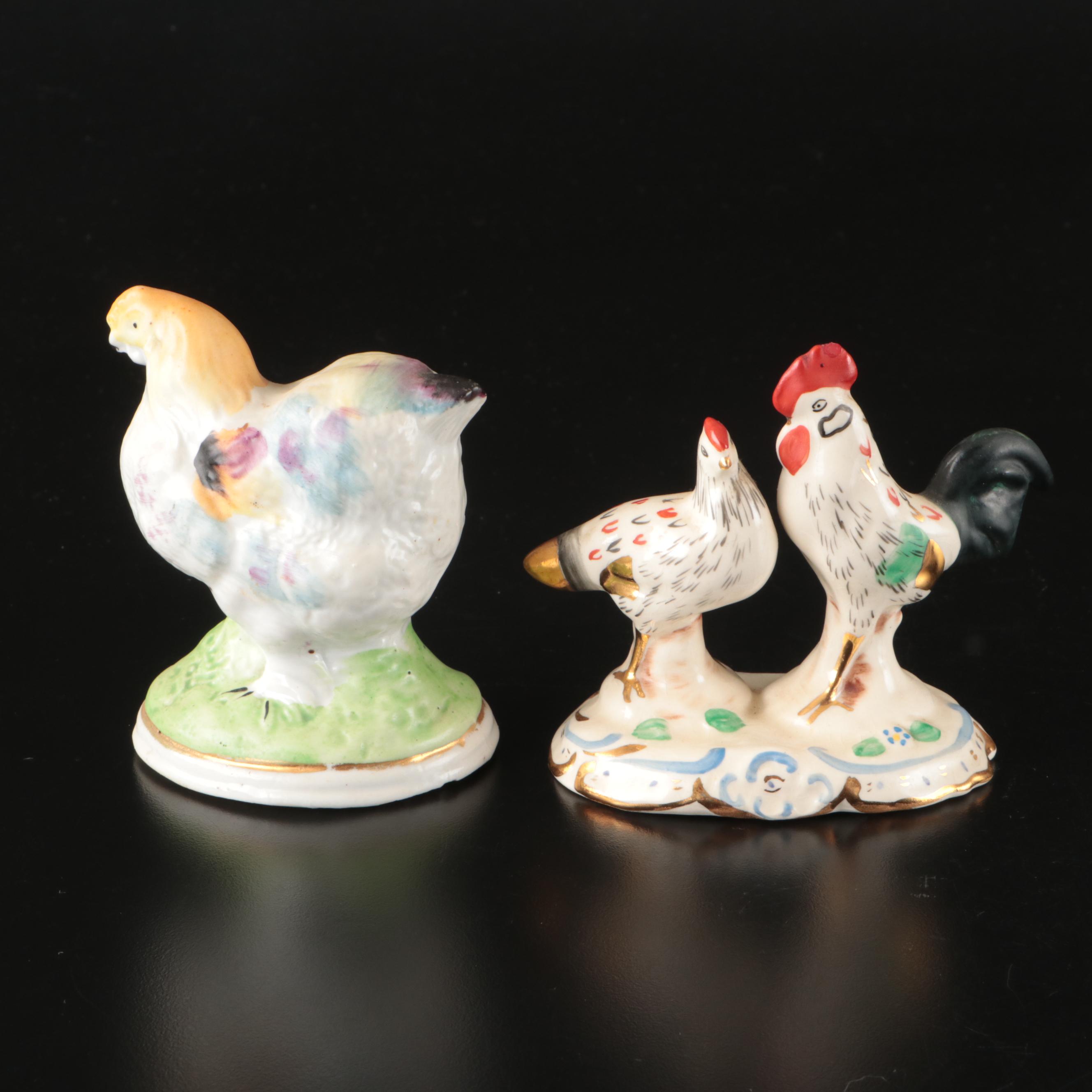 Staffordshire Reclining Greyhound with Other Figurines and Candle Holder