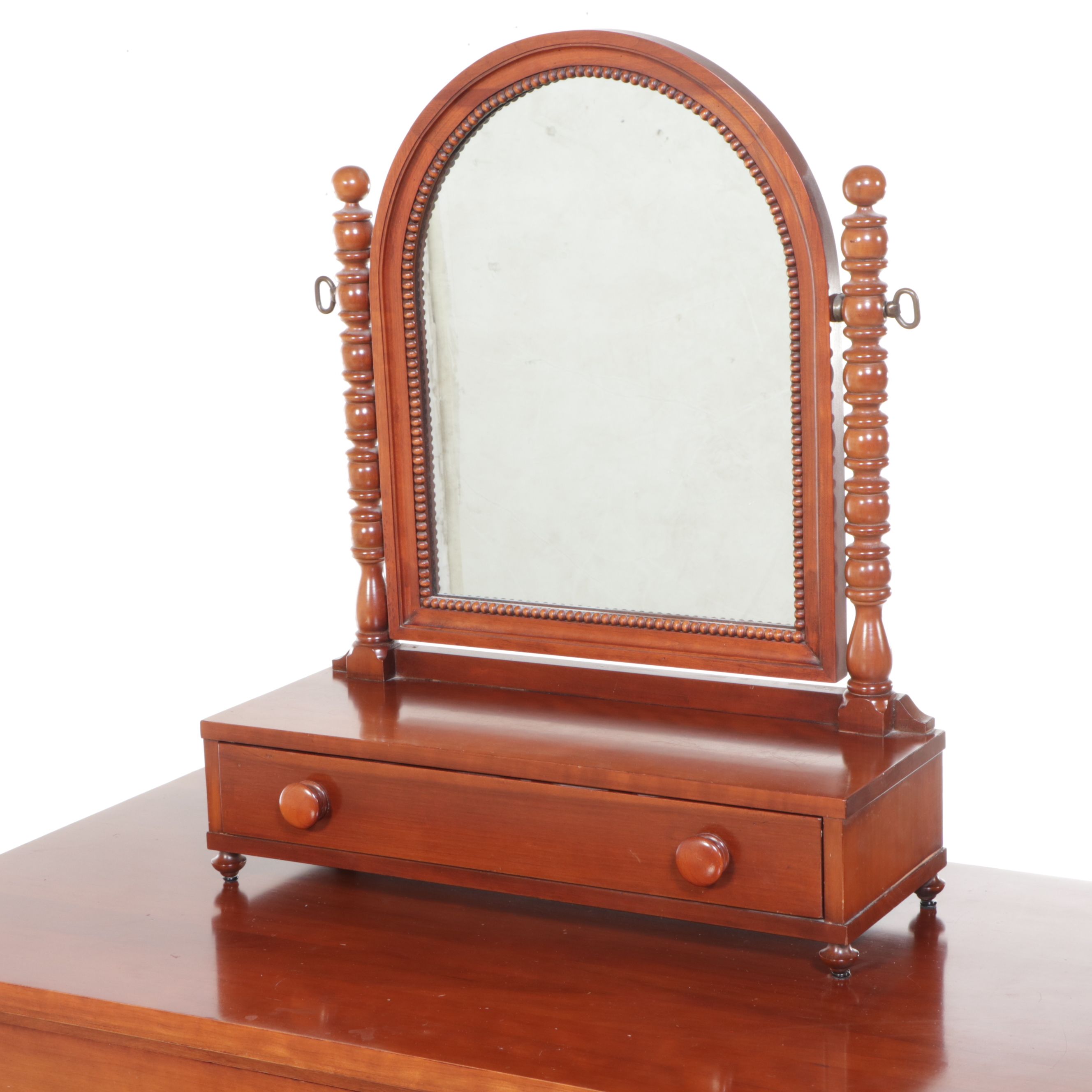 Davis Cabinet Company Empire Style Cherry Chest of Drawers with Mirror