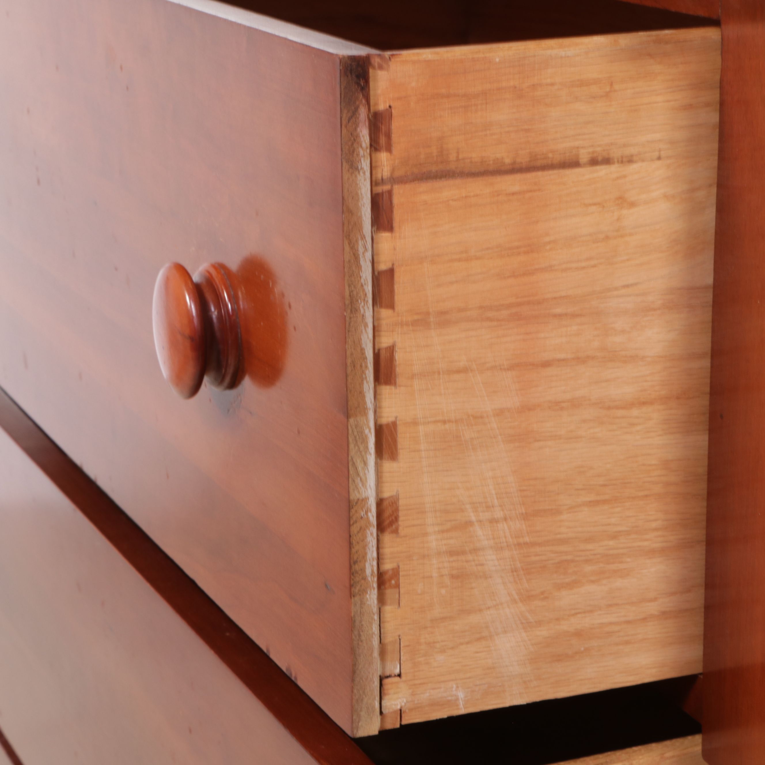 Davis Cabinet Company Empire Style Cherry Chest of Drawers with Mirror