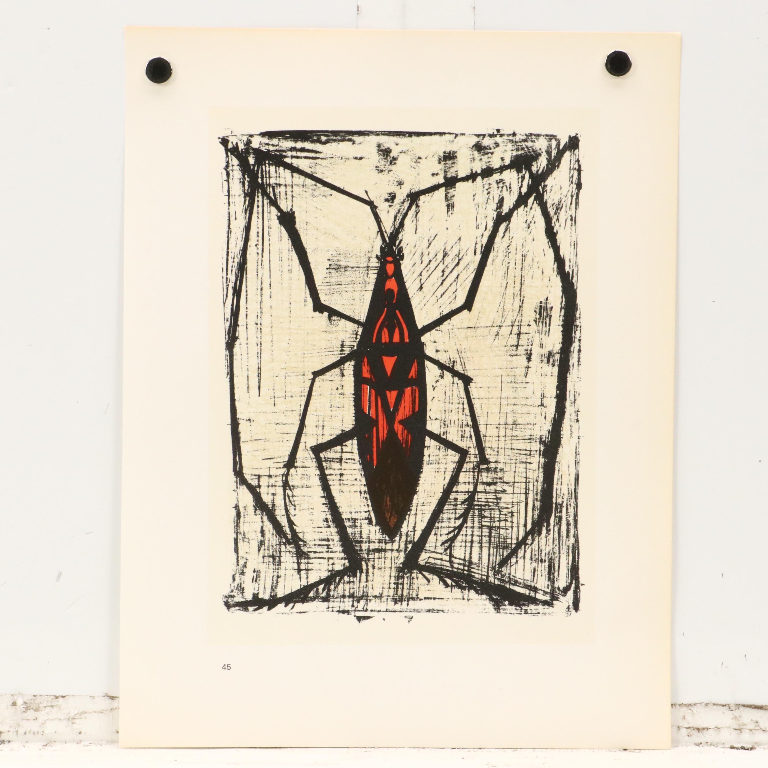 After Bernard Buffet Lithograph Bookplates of Insects, Circa 1967