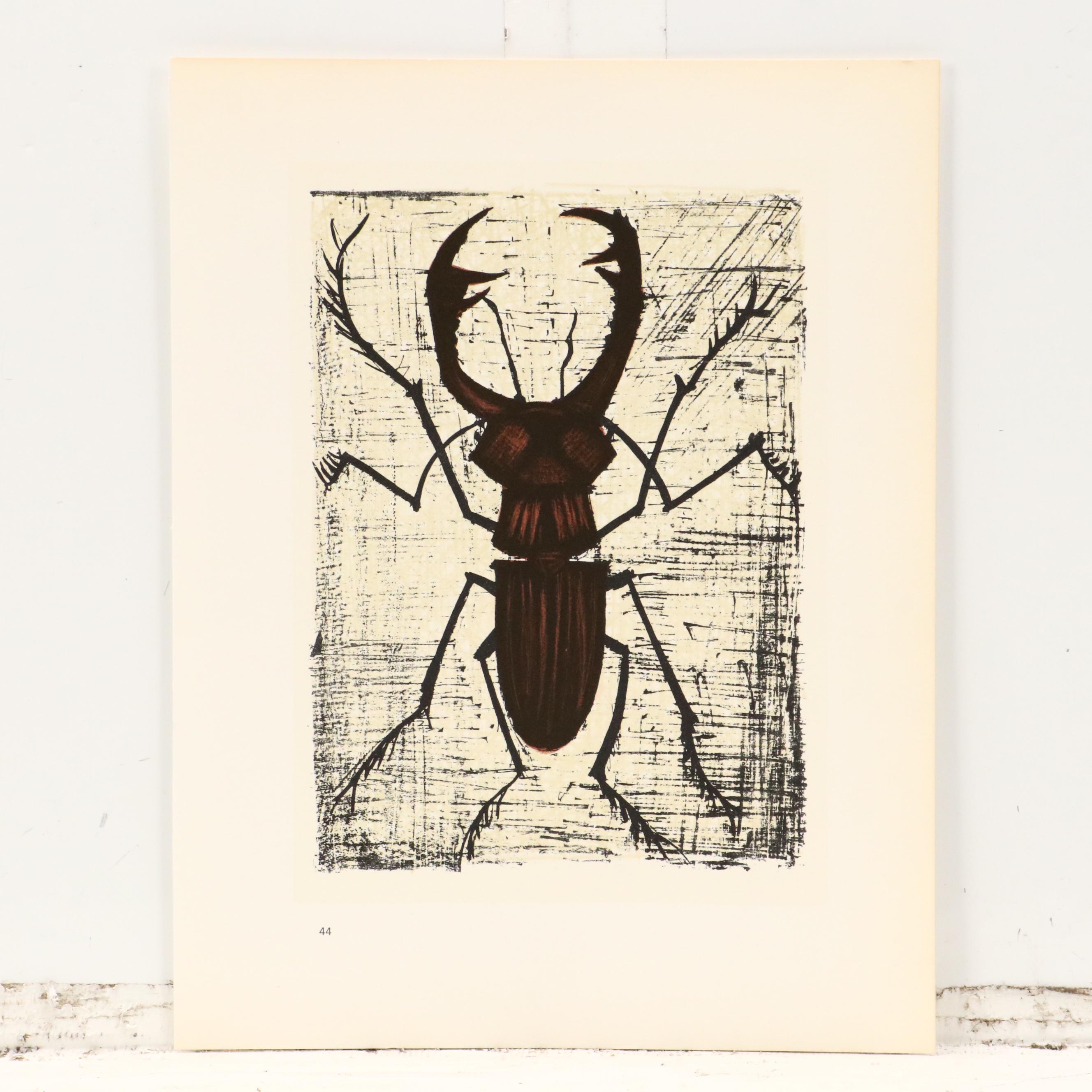 After Bernard Buffet Lithograph Bookplates of Insects, Circa 1967