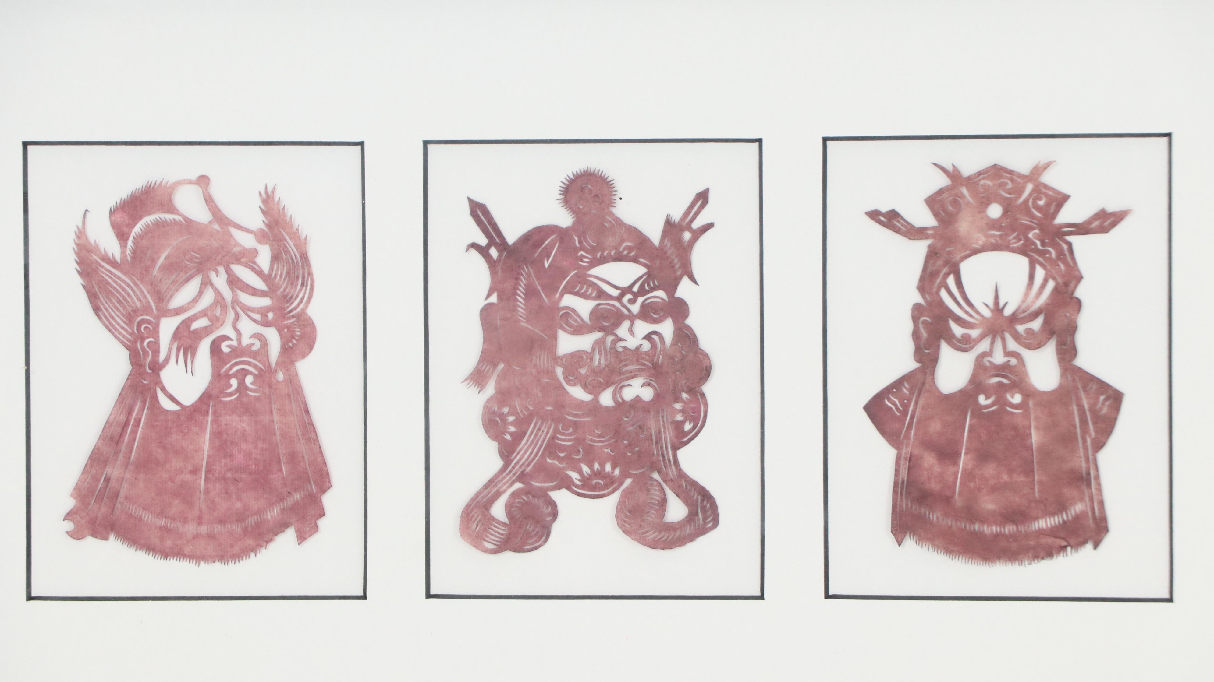 Chinese Cut Paper Portraits of Theater Mask Characters