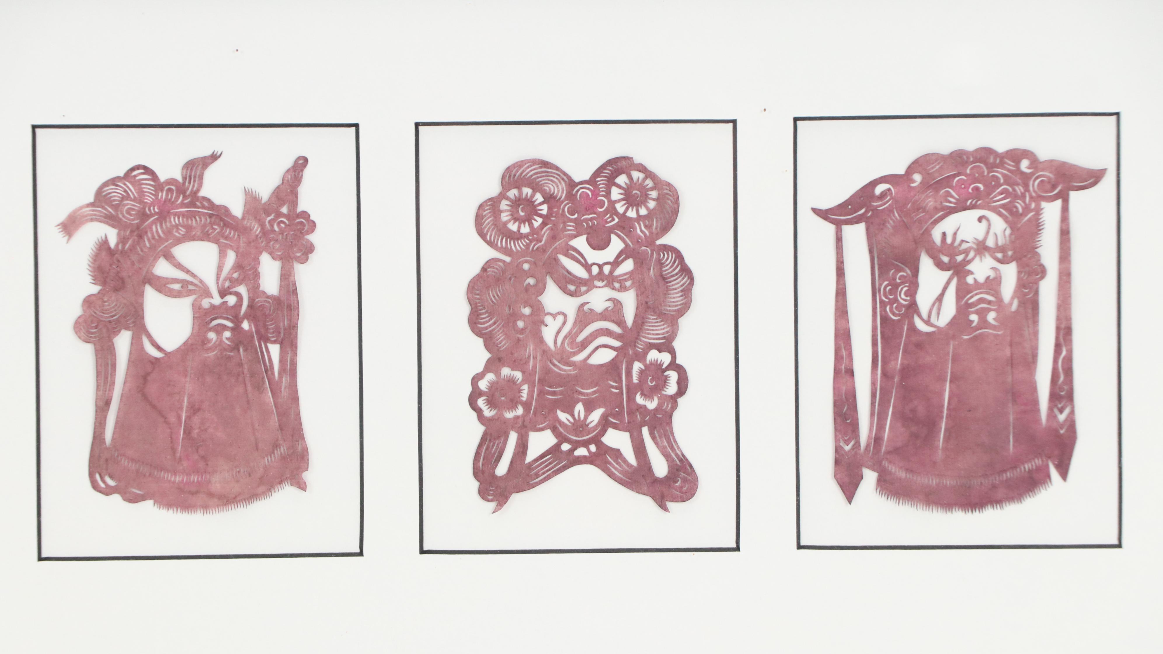 Chinese Cut Paper Portraits of Theater Mask Characters