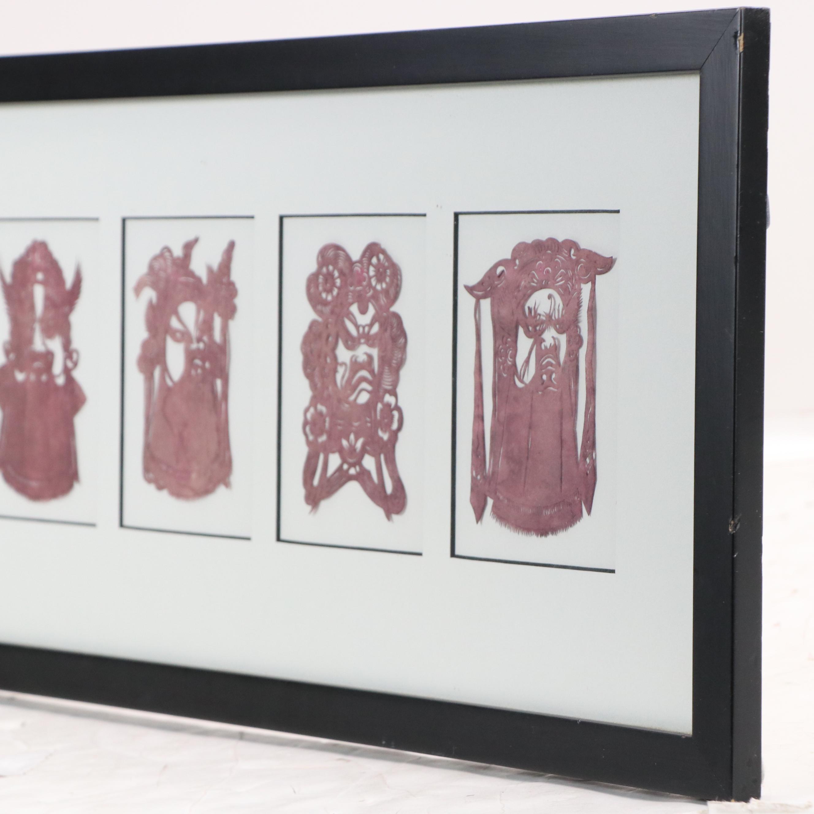 Chinese Cut Paper Portraits of Theater Mask Characters