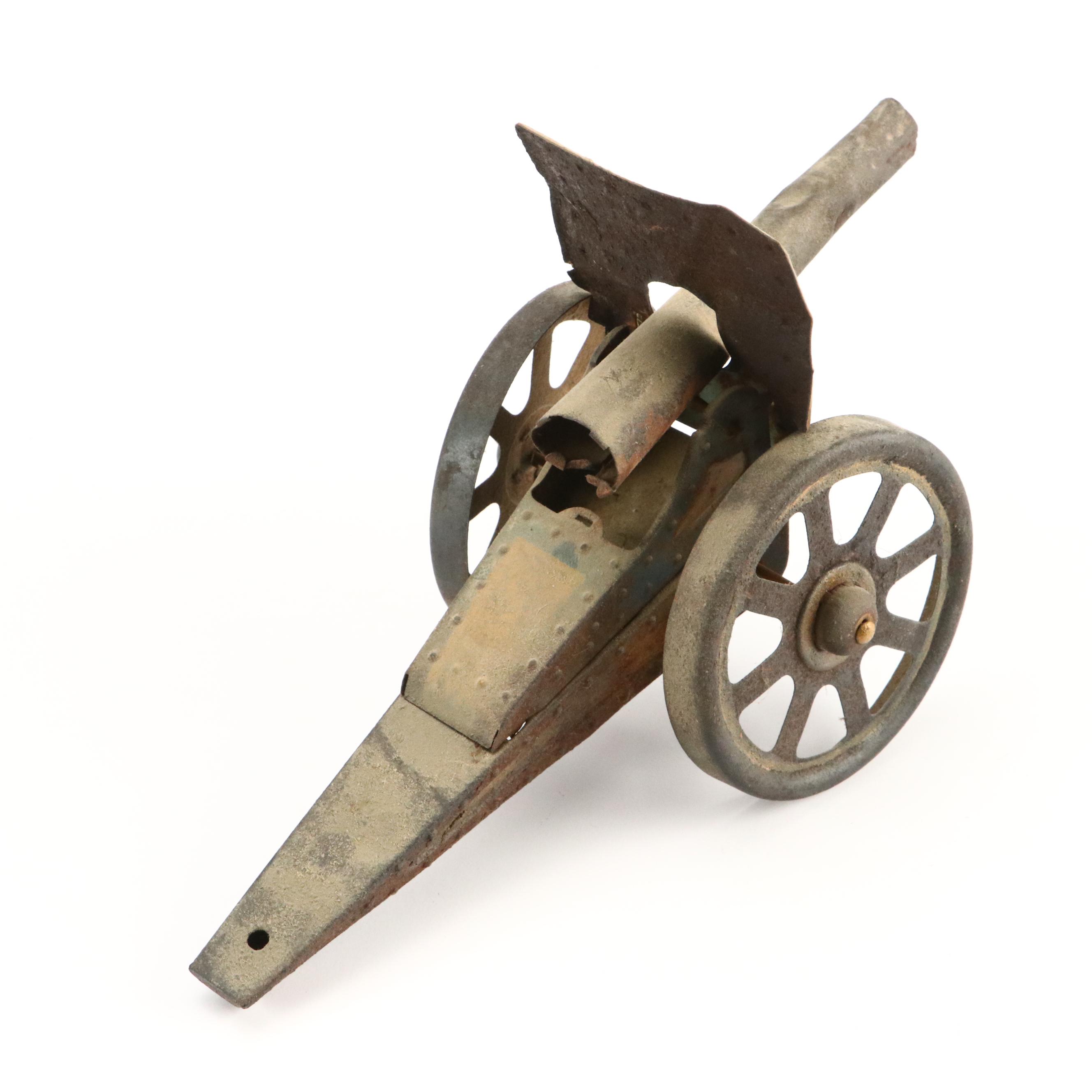 Primitive Noah's Ark Print, Pull-String Doll, Antique Slate Board and Toy Cannon