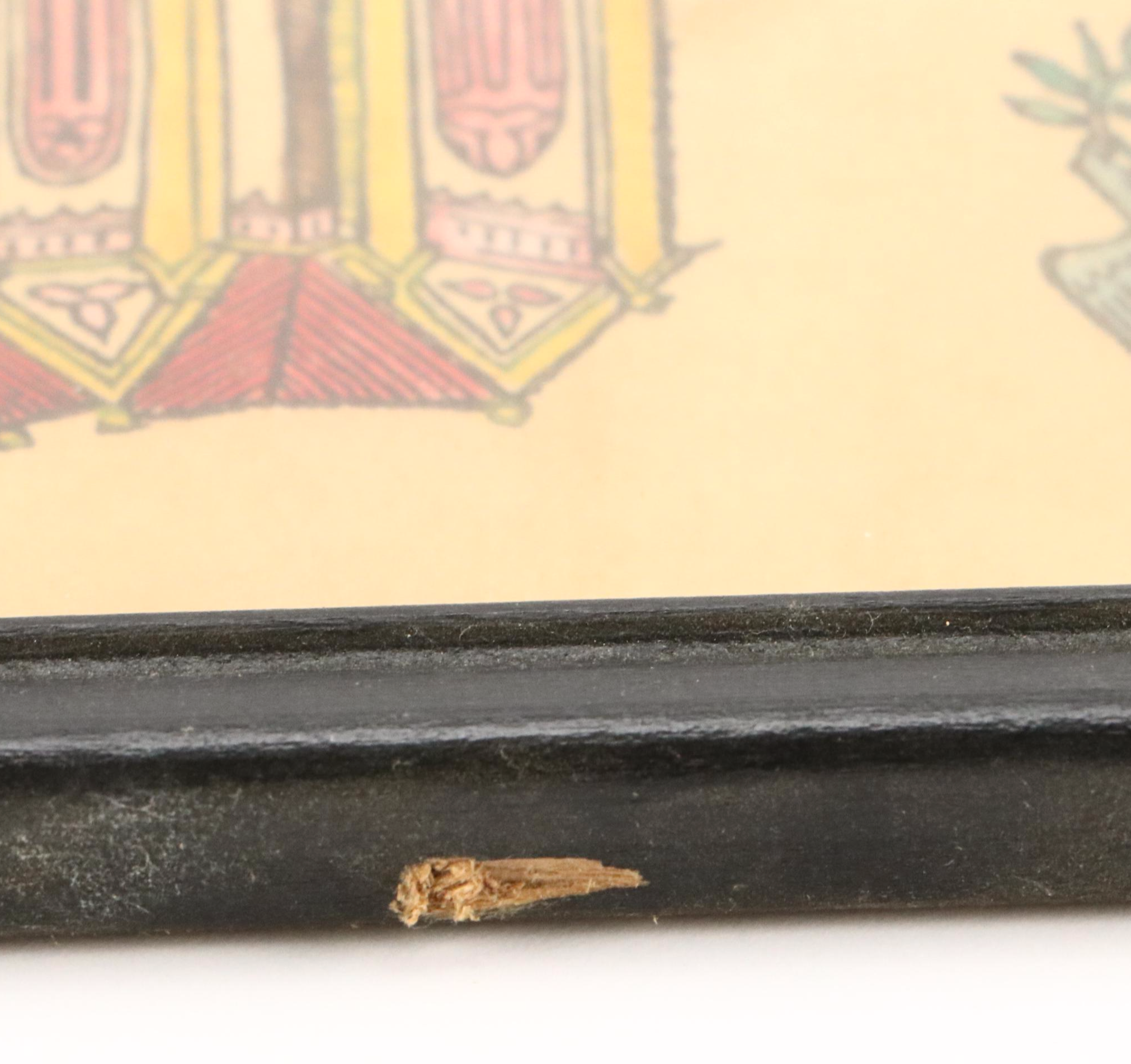 Primitive Noah's Ark Print, Pull-String Doll, Antique Slate Board and Toy Cannon