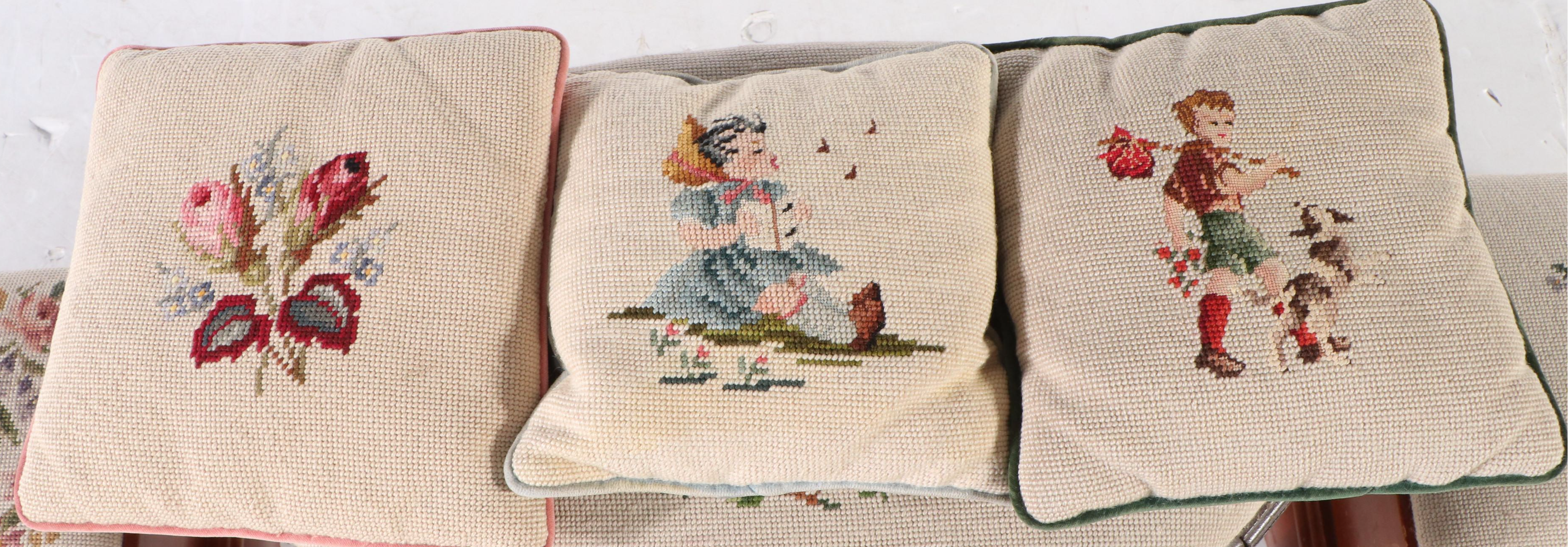 Floral Needlepoint Upholstered Foot Stools