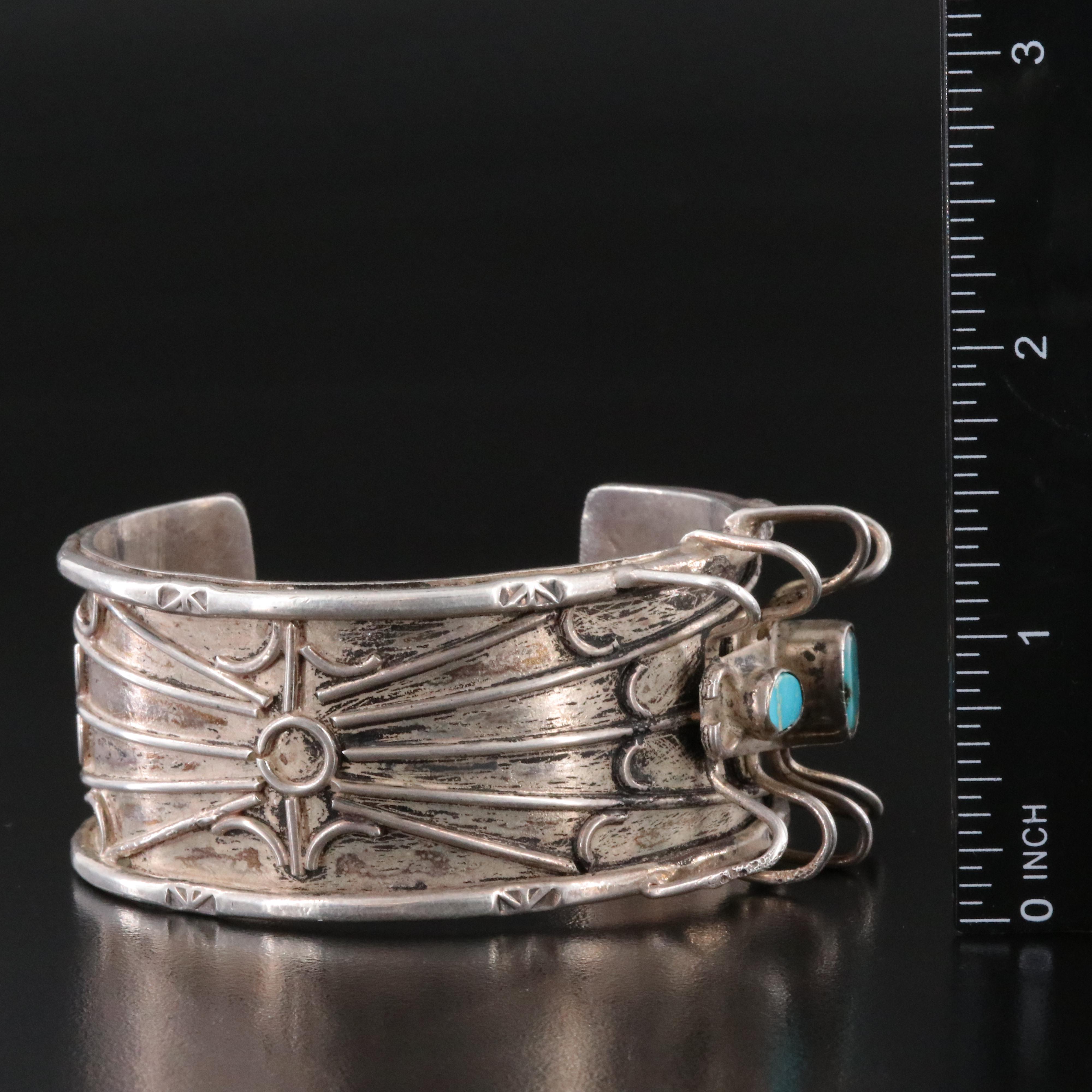 Southwestern Sterling Turquoise Spider Cuff Bracelet