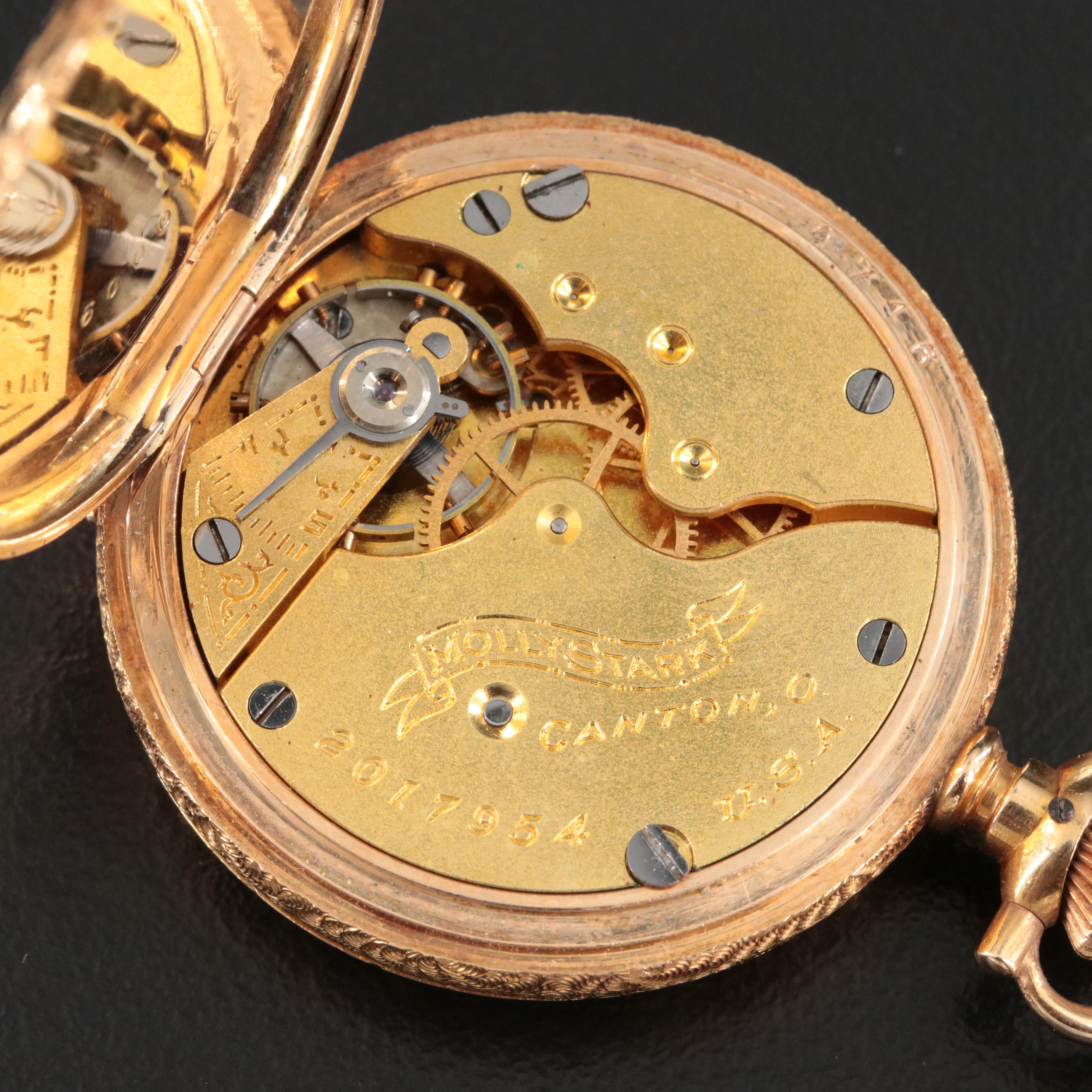 14K Hampden Hunting Case Pocket Watch and Gold-Filled Fob Chain with Slide