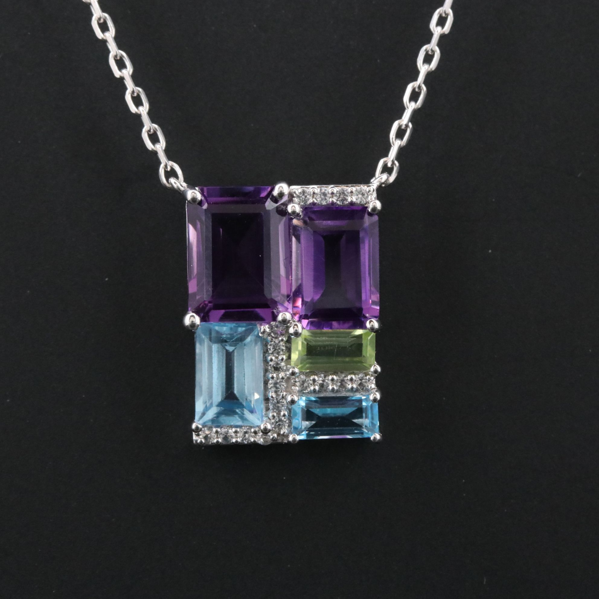 Sterling Gemstone Pendant Necklace