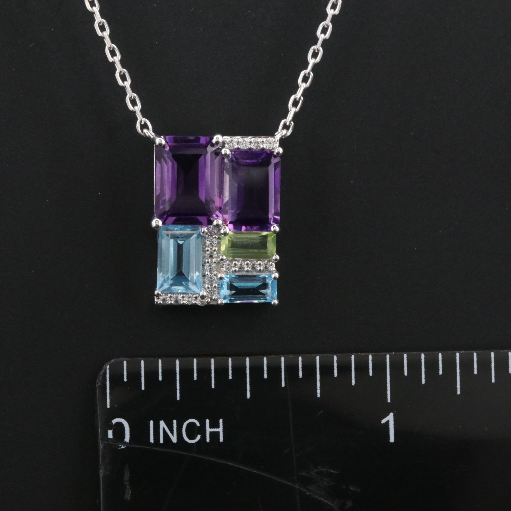 Sterling Gemstone Pendant Necklace