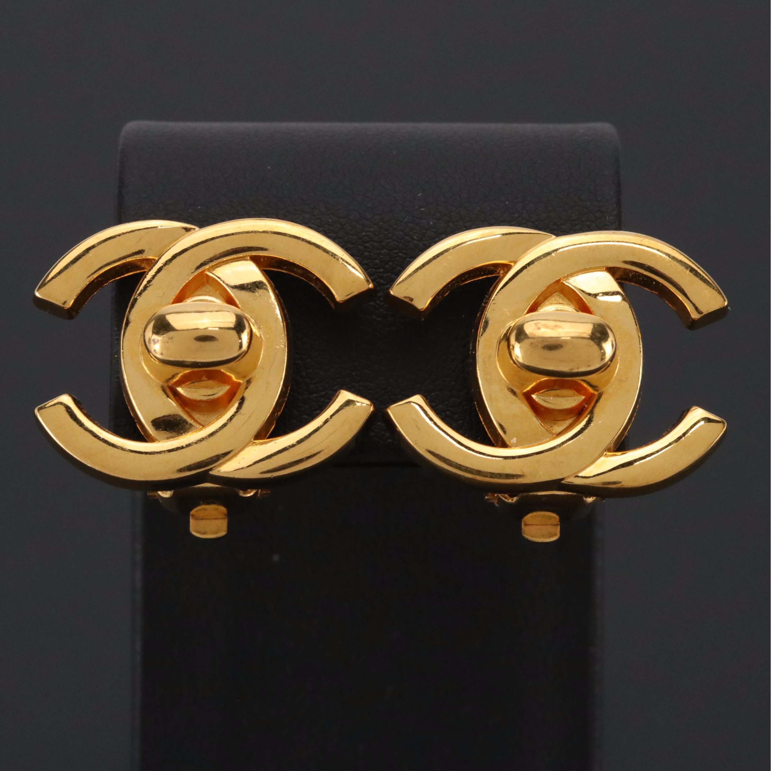 Chanel CC Turn-Lock Clip Earrings