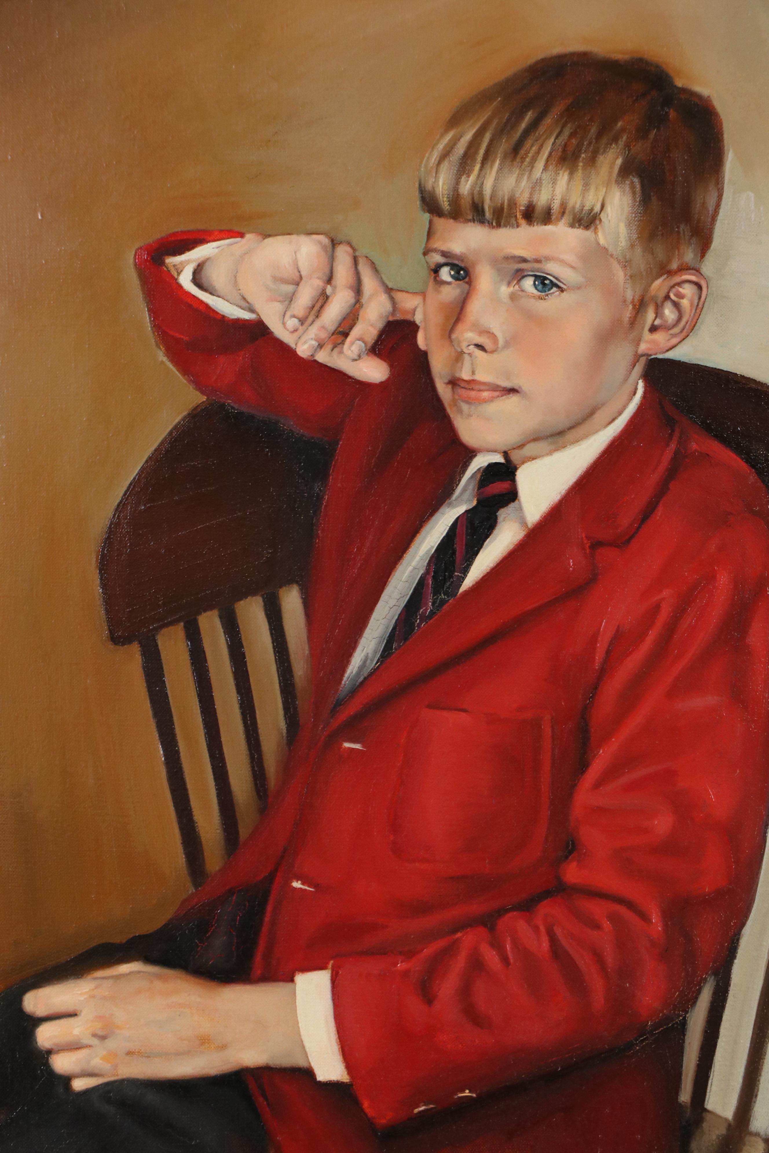 Bill Kufahl Portrait Oil Painting of Young Man in Chair, 1969