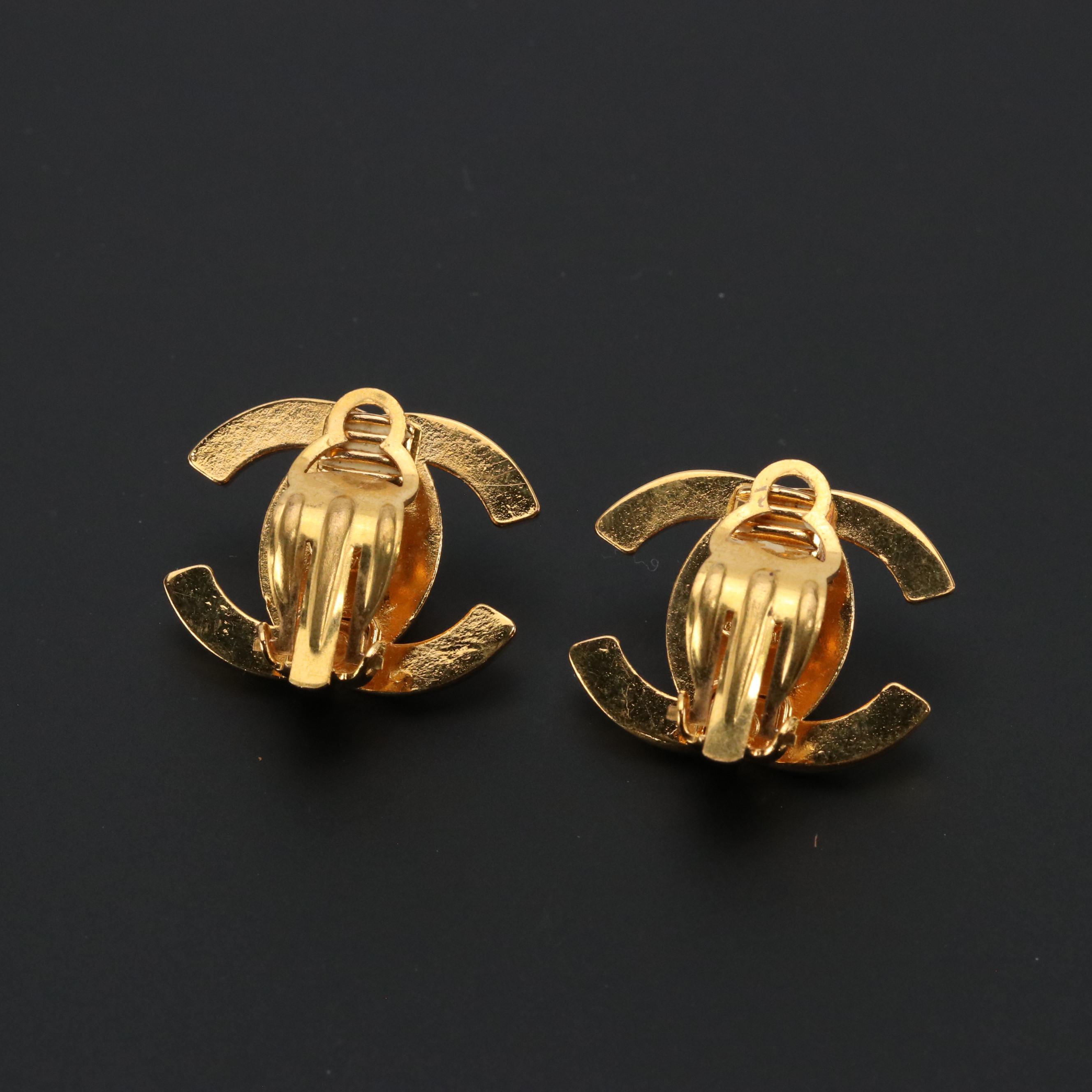 Chanel CC Turn-Lock Clip Earrings