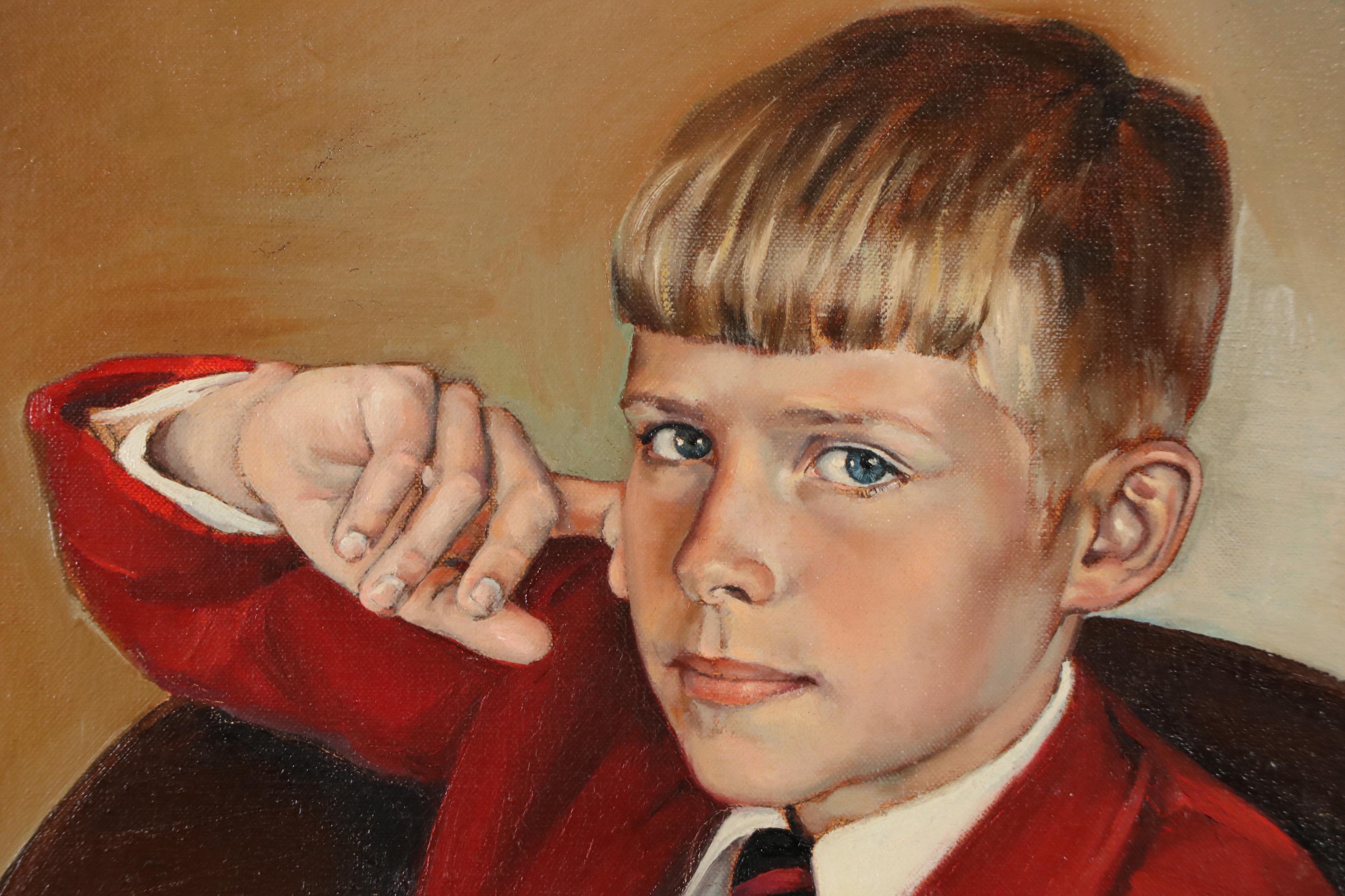 Bill Kufahl Portrait Oil Painting of Young Man in Chair, 1969