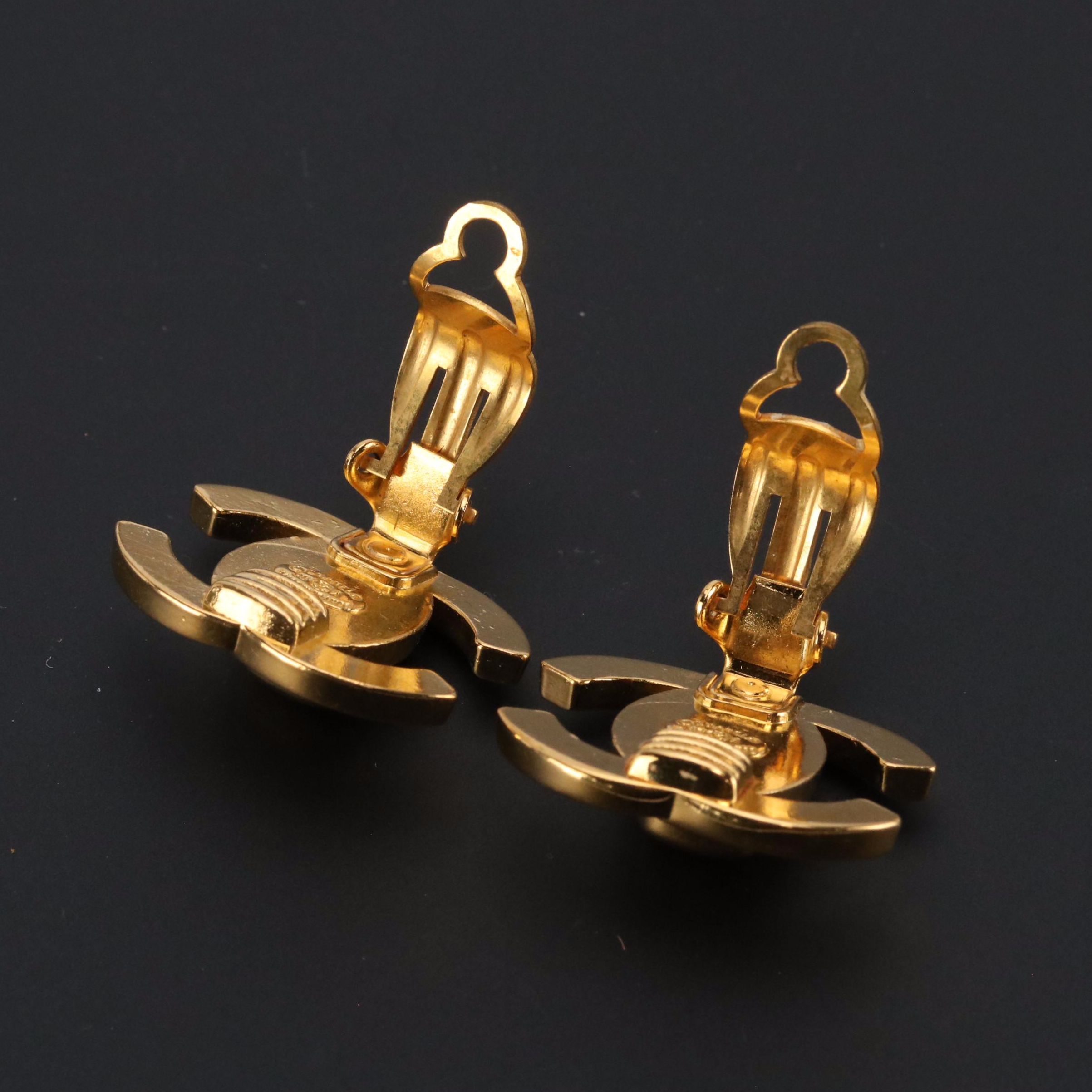 Chanel CC Turn-Lock Clip Earrings