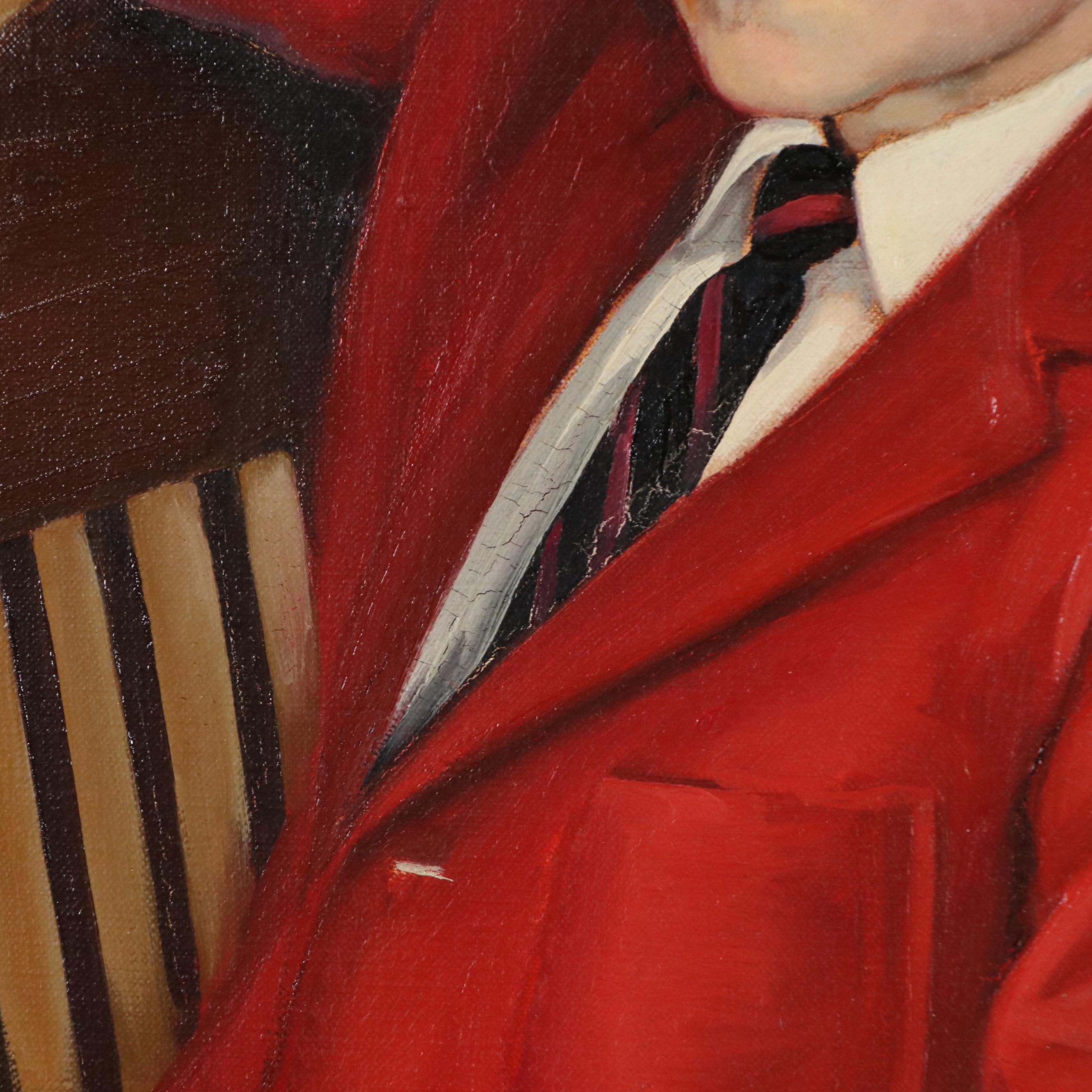 Bill Kufahl Portrait Oil Painting of Young Man in Chair, 1969