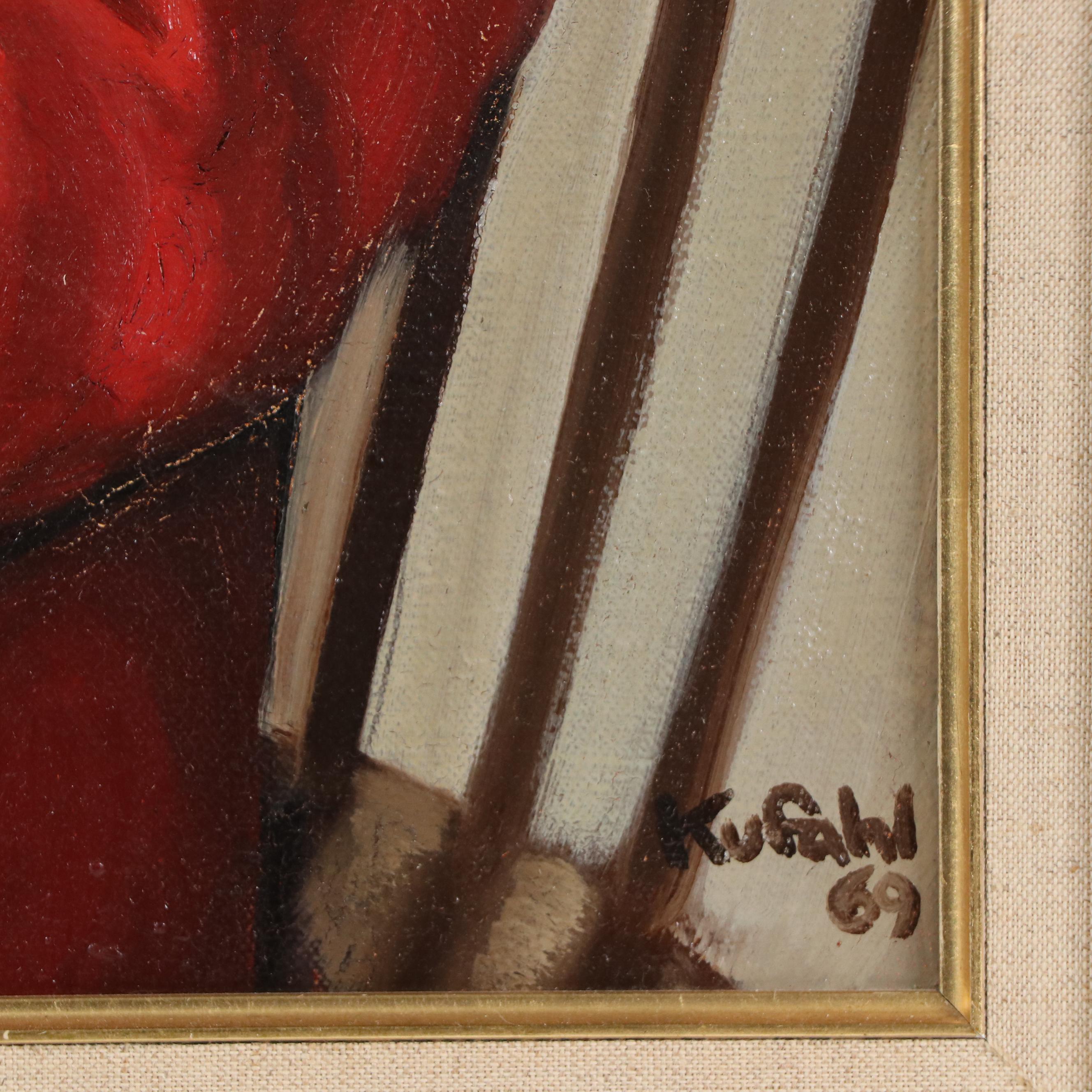 Bill Kufahl Portrait Oil Painting of Young Man in Chair, 1969