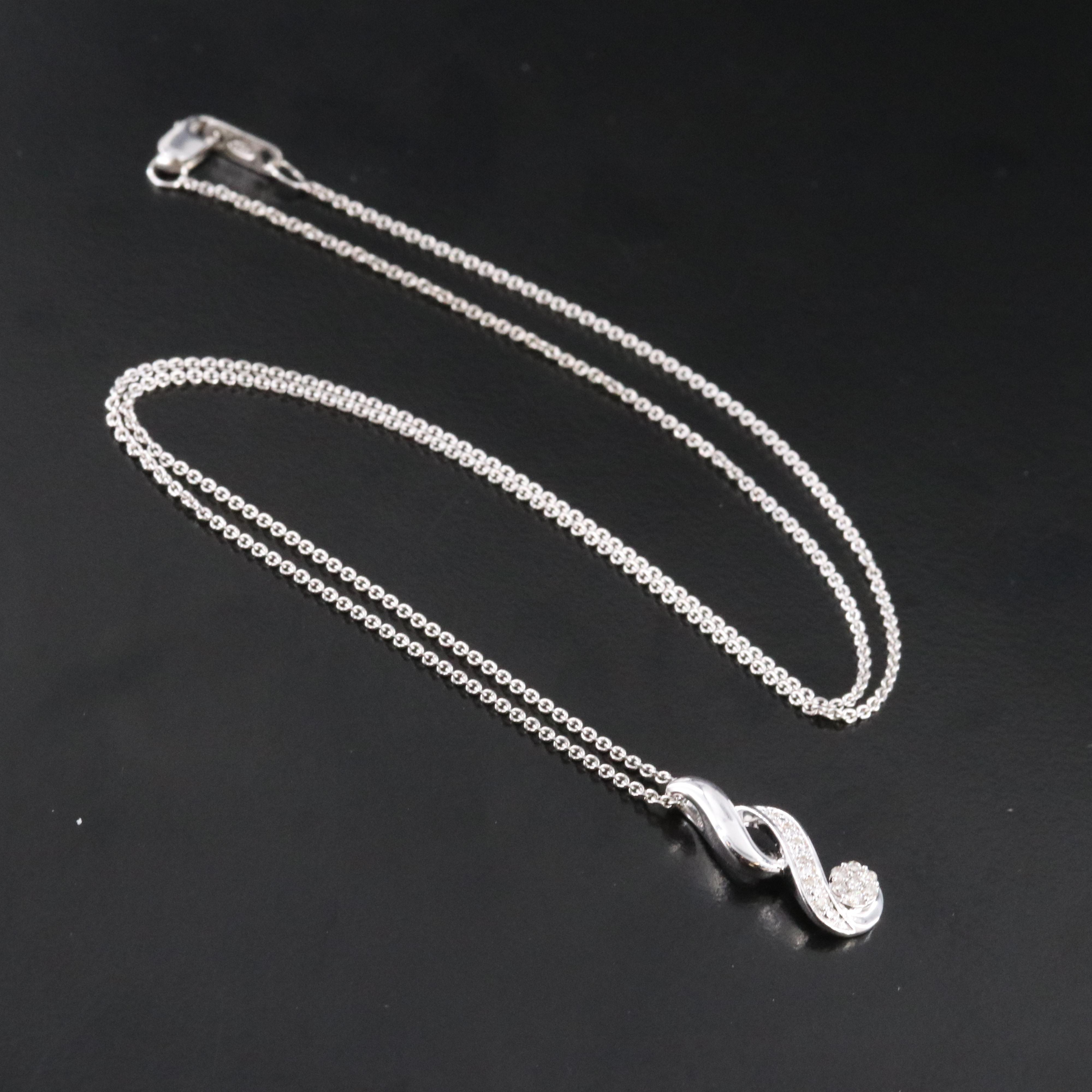 Sterling Diamond Pendant Necklace