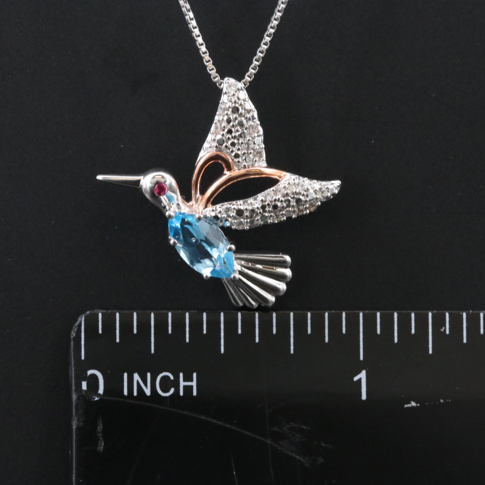 Sterling Gemstone Hummingbird Pendant Necklace