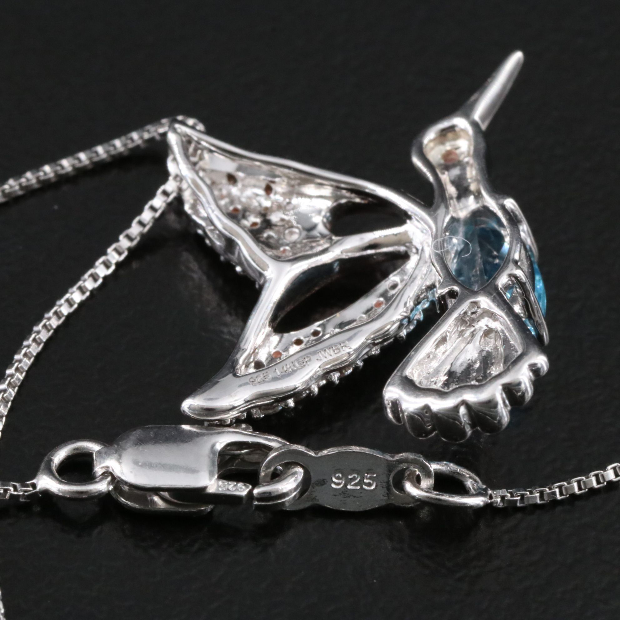 Sterling Gemstone Hummingbird Pendant Necklace